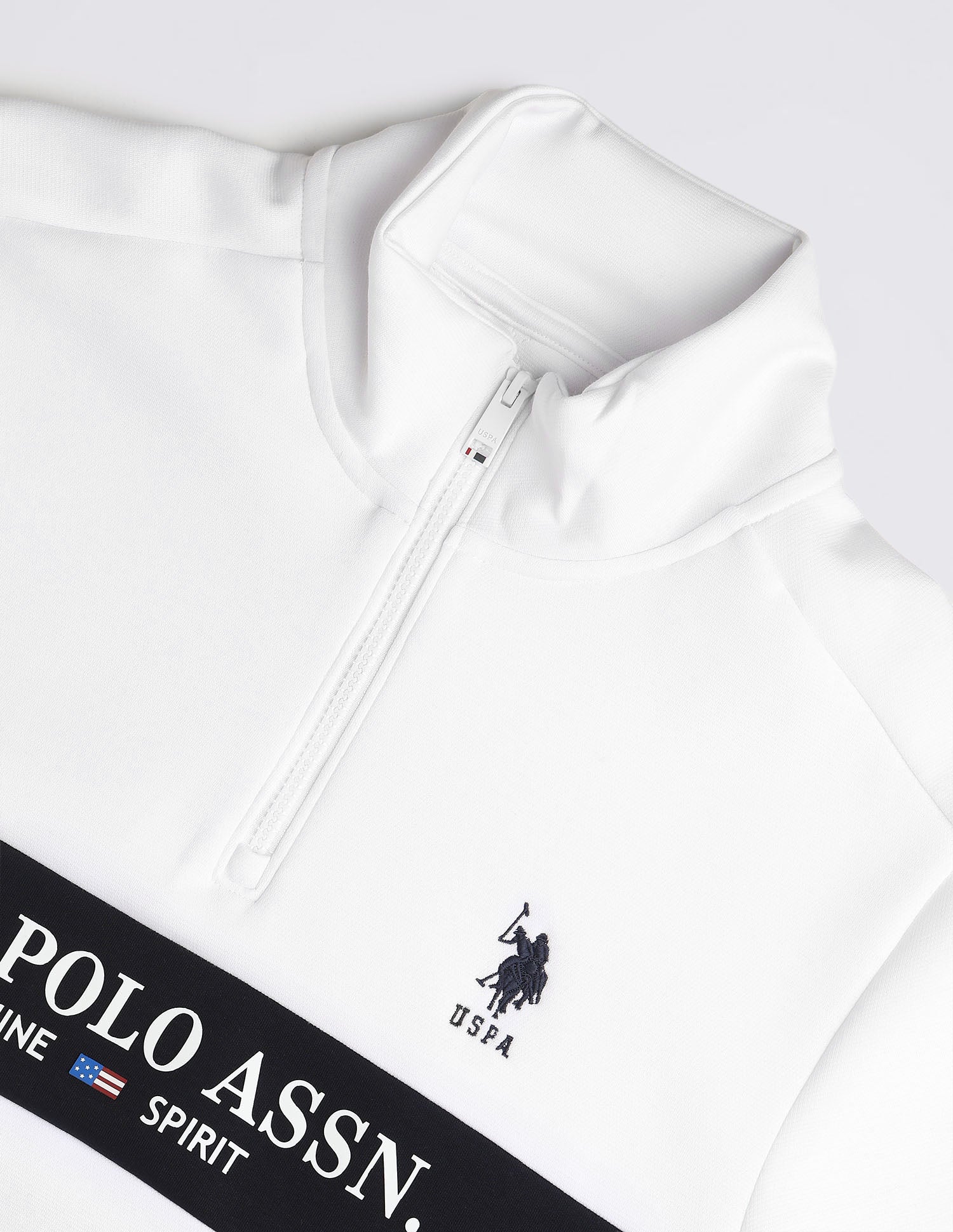 Brand Printed Zipper Sweatshirt White - U.S. POLO ASSN. | Large