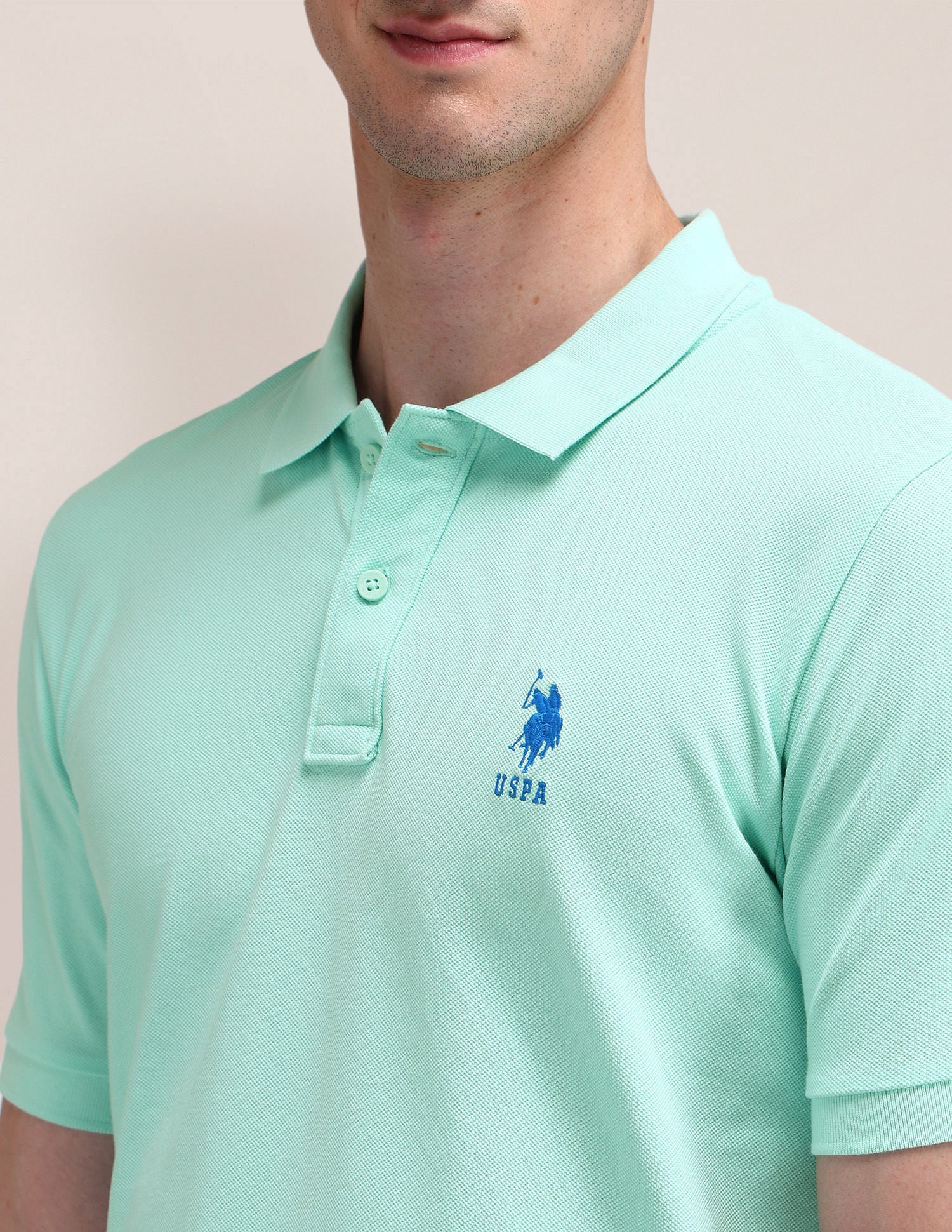 Solid Slim Fit Polo Shirt Aqua - U.S. POLO ASSN. | Large