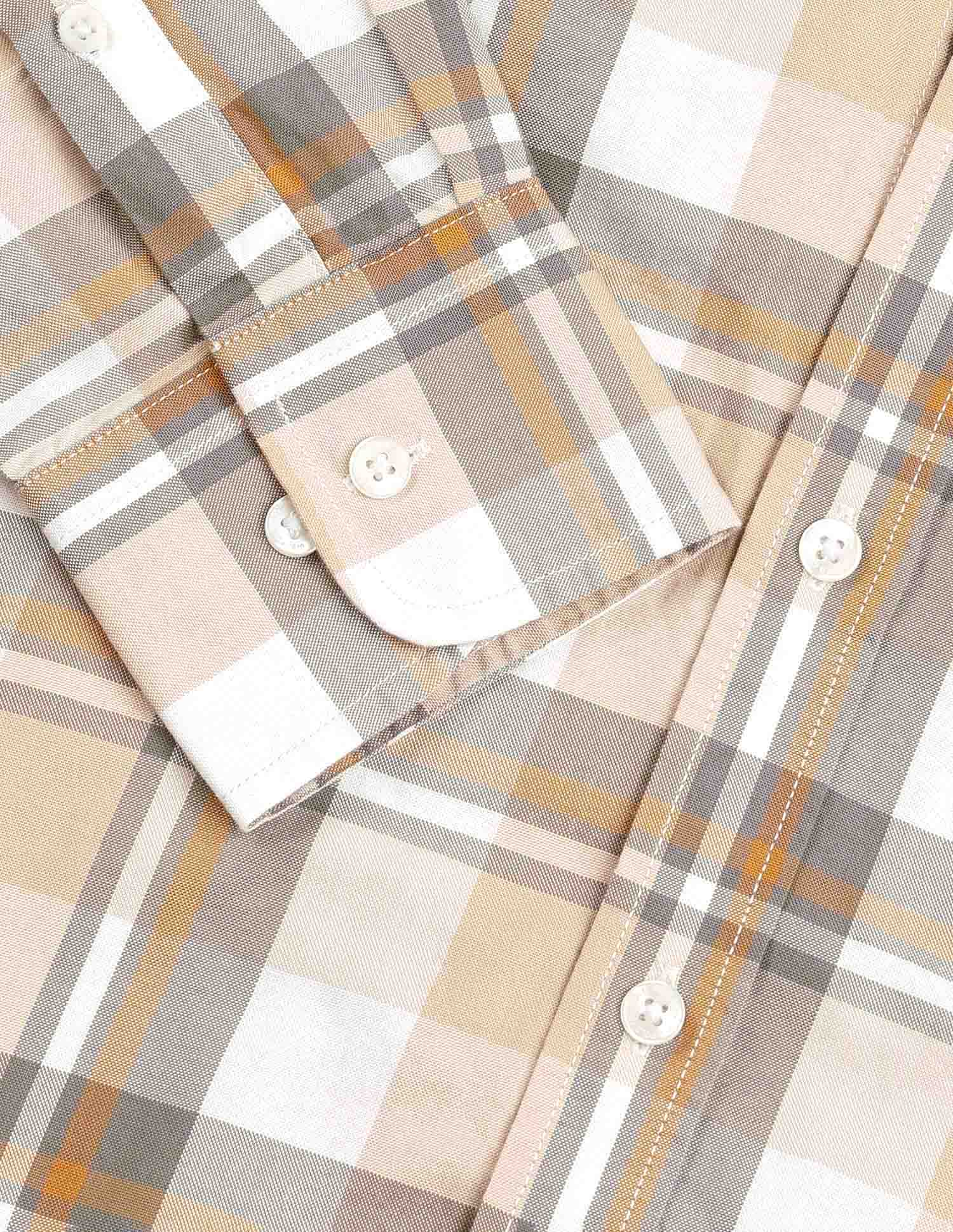 Plaid Checked Pure Cotton Shirt Beige - U.S. Polo Assn. India | Large