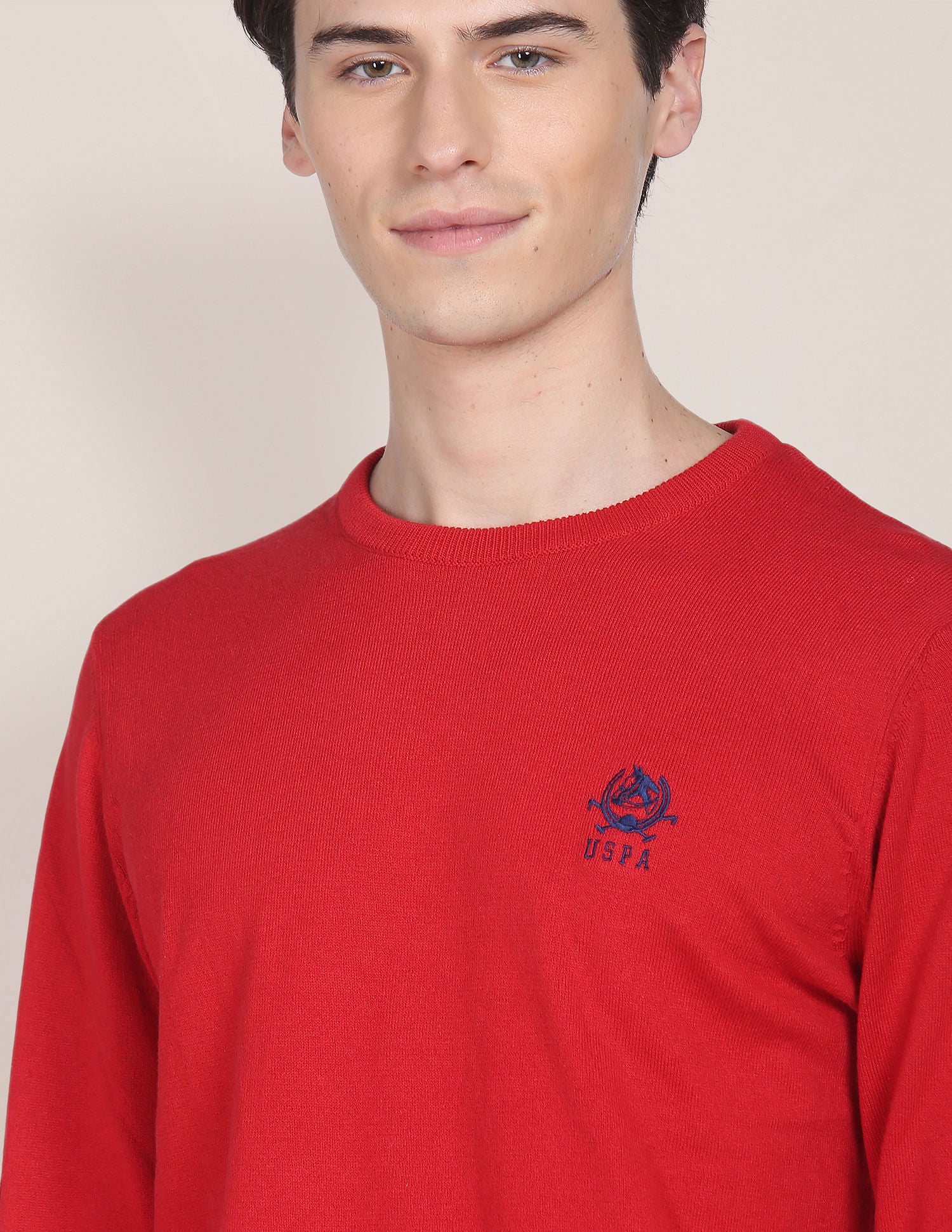 Crew Neck Solid Sweater Red - U.S. Polo Assn. India | Large