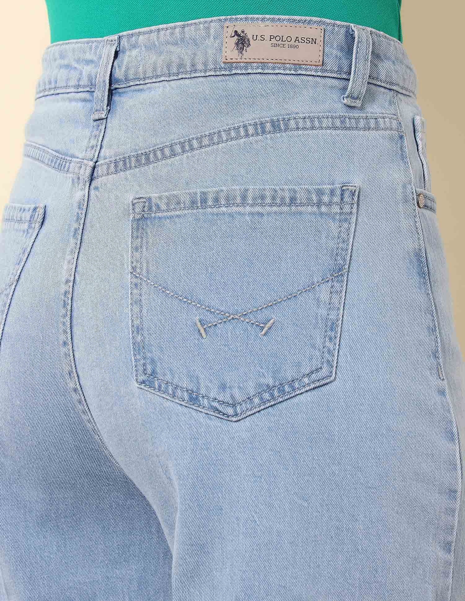 High Rise Wide Leg Jeans Light Blue - U.S. POLO ASSN. | Large