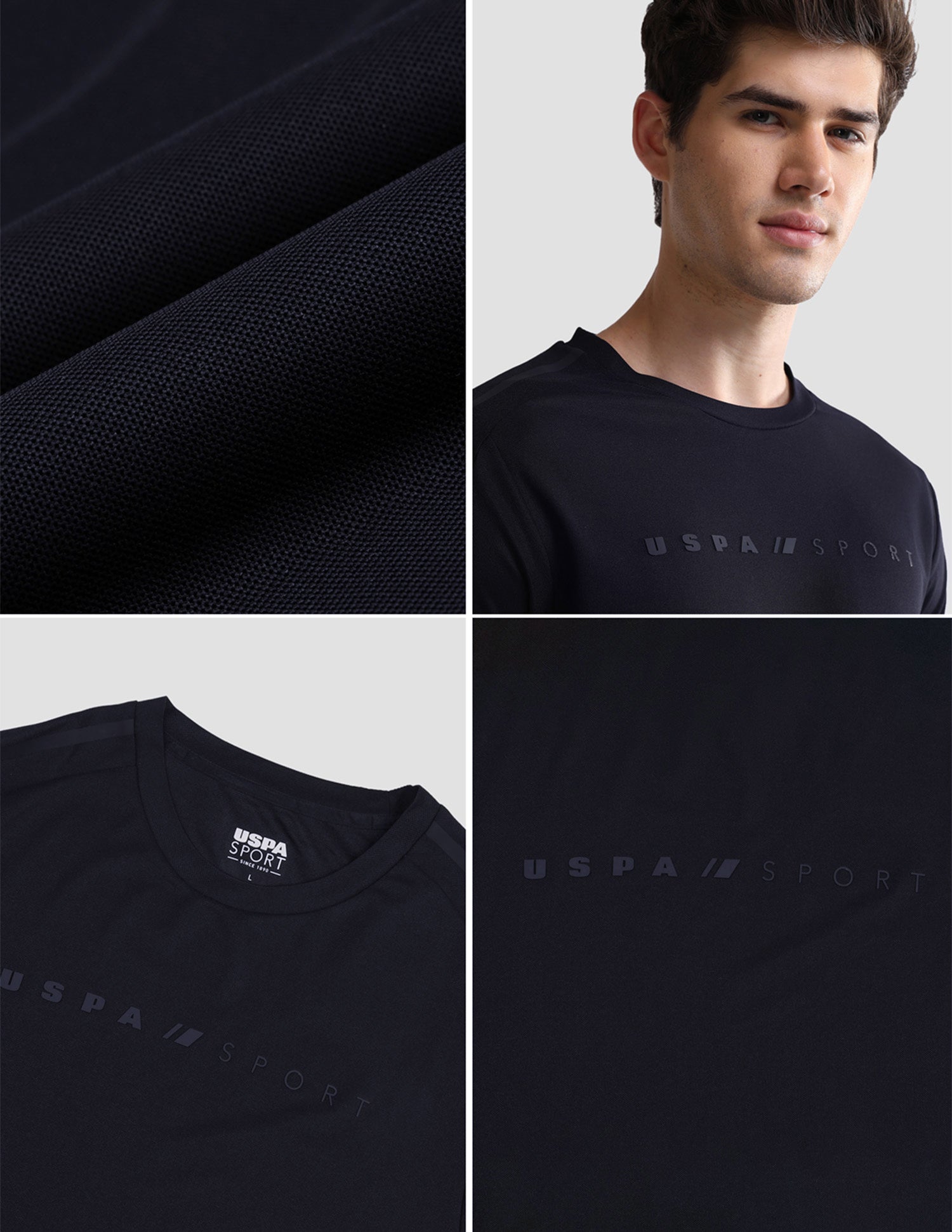 Solid Slim Fit Active T-Shirt Navy - U.S. Polo Assn. India | Large