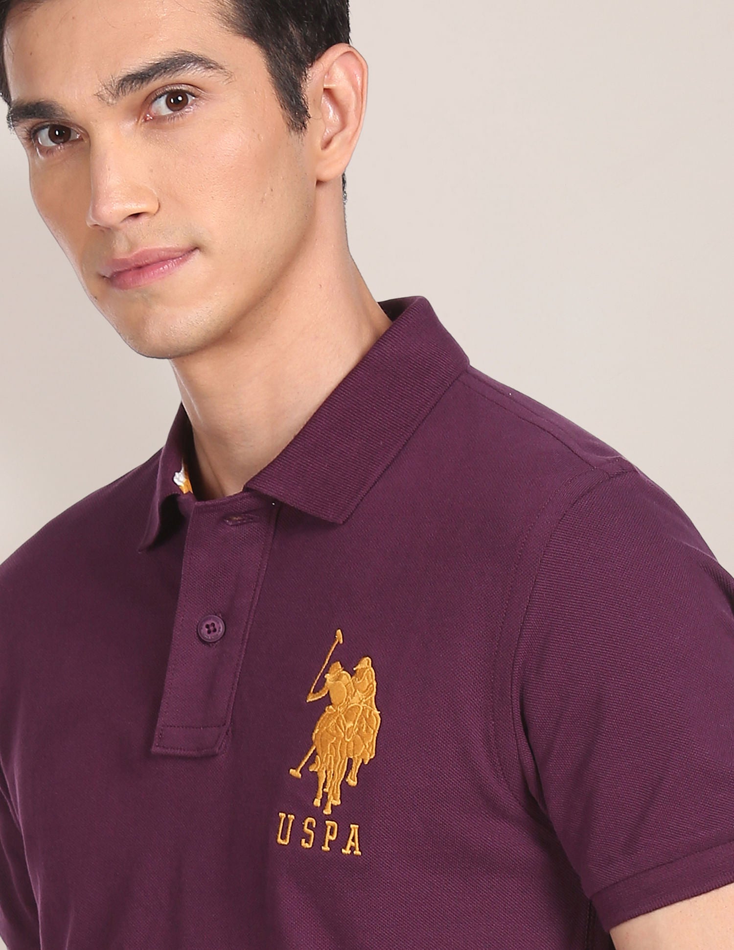 Compact Cotton Logo Polo Shirt Purple - U.S. POLO ASSN. | Large
