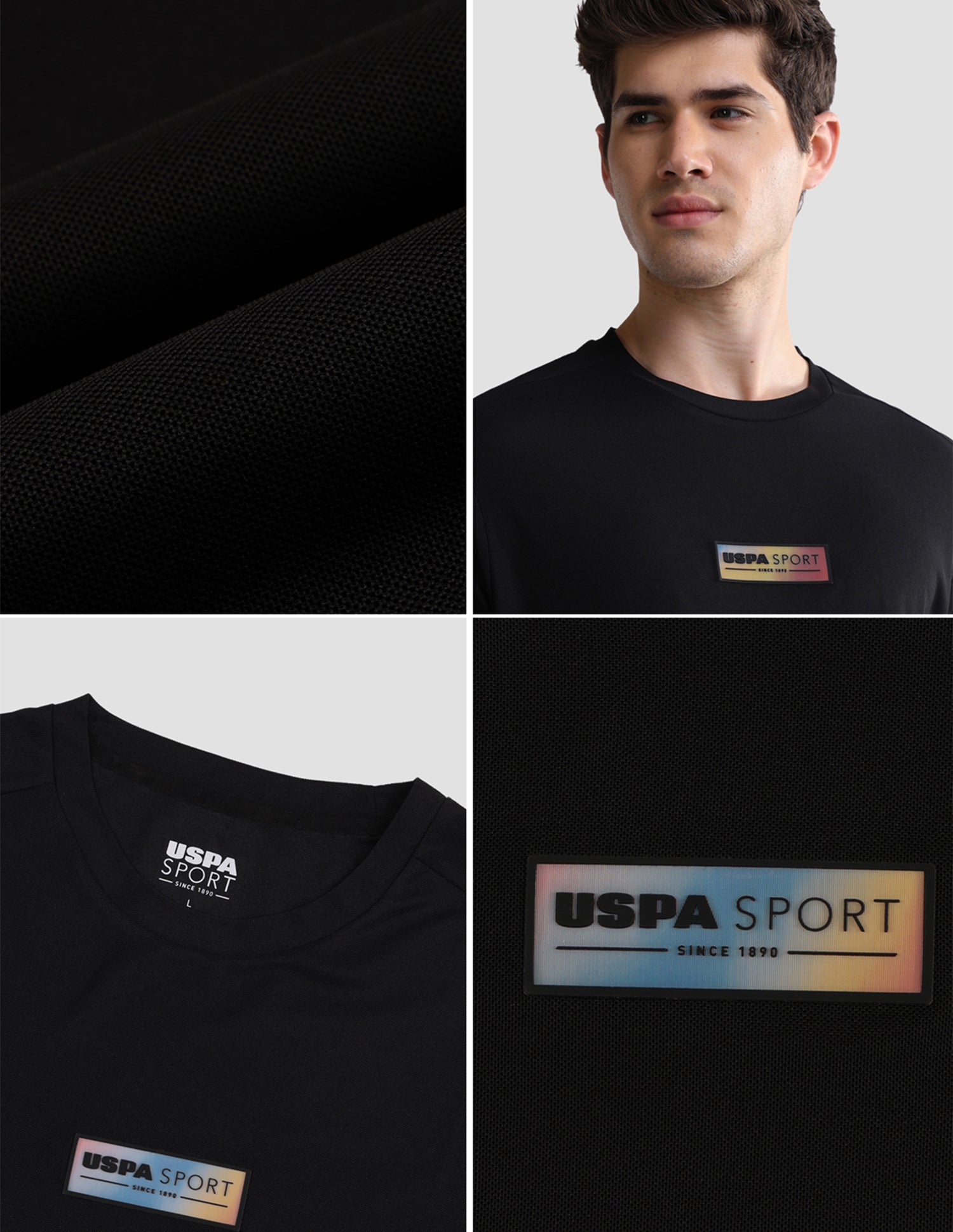 Solid Slim Fit Active T-Shirt Black - U.S. Polo Assn. India | Large