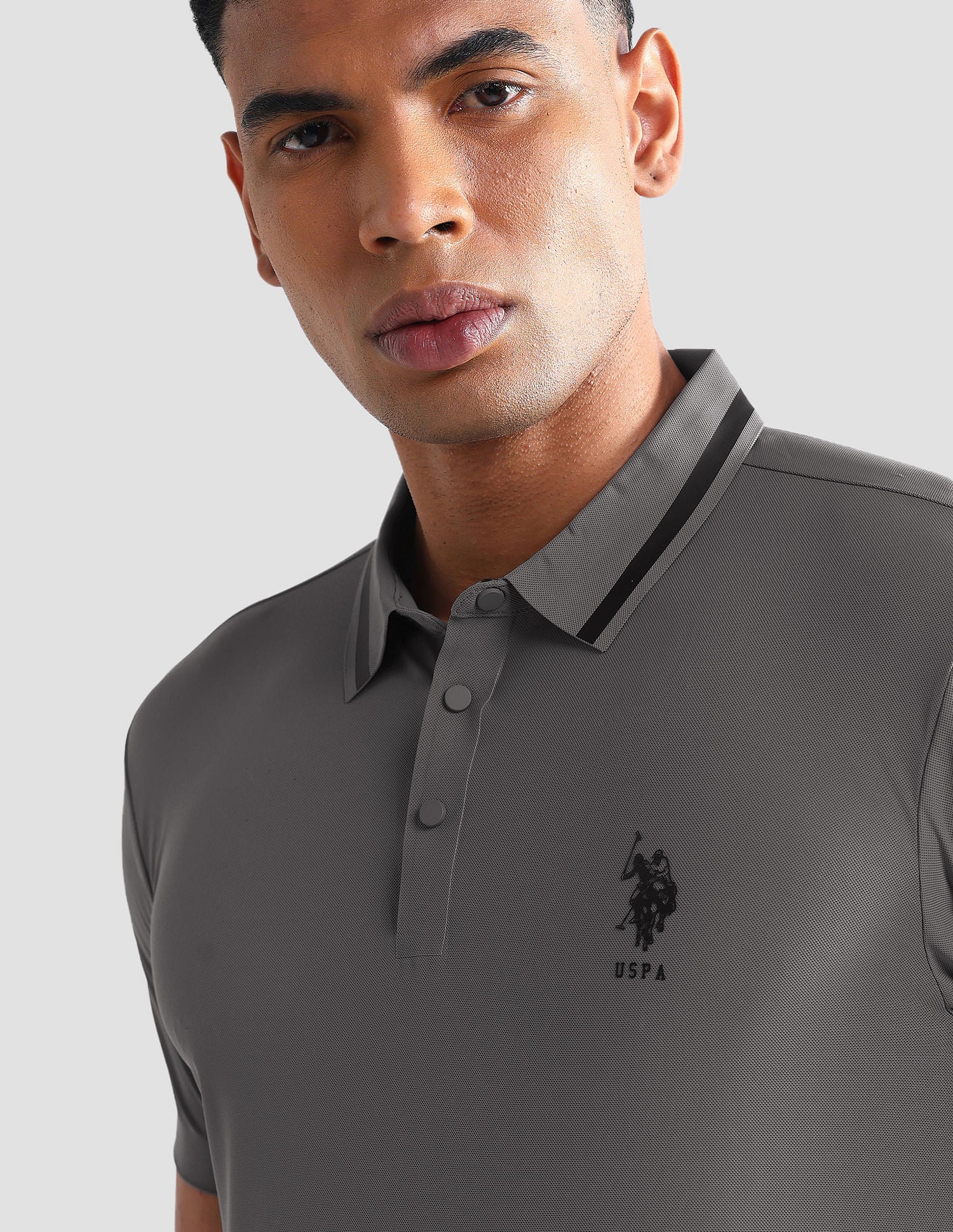 Solid Slim Fit Polo Shirt Grey - U.S. Polo Assn. India | Large