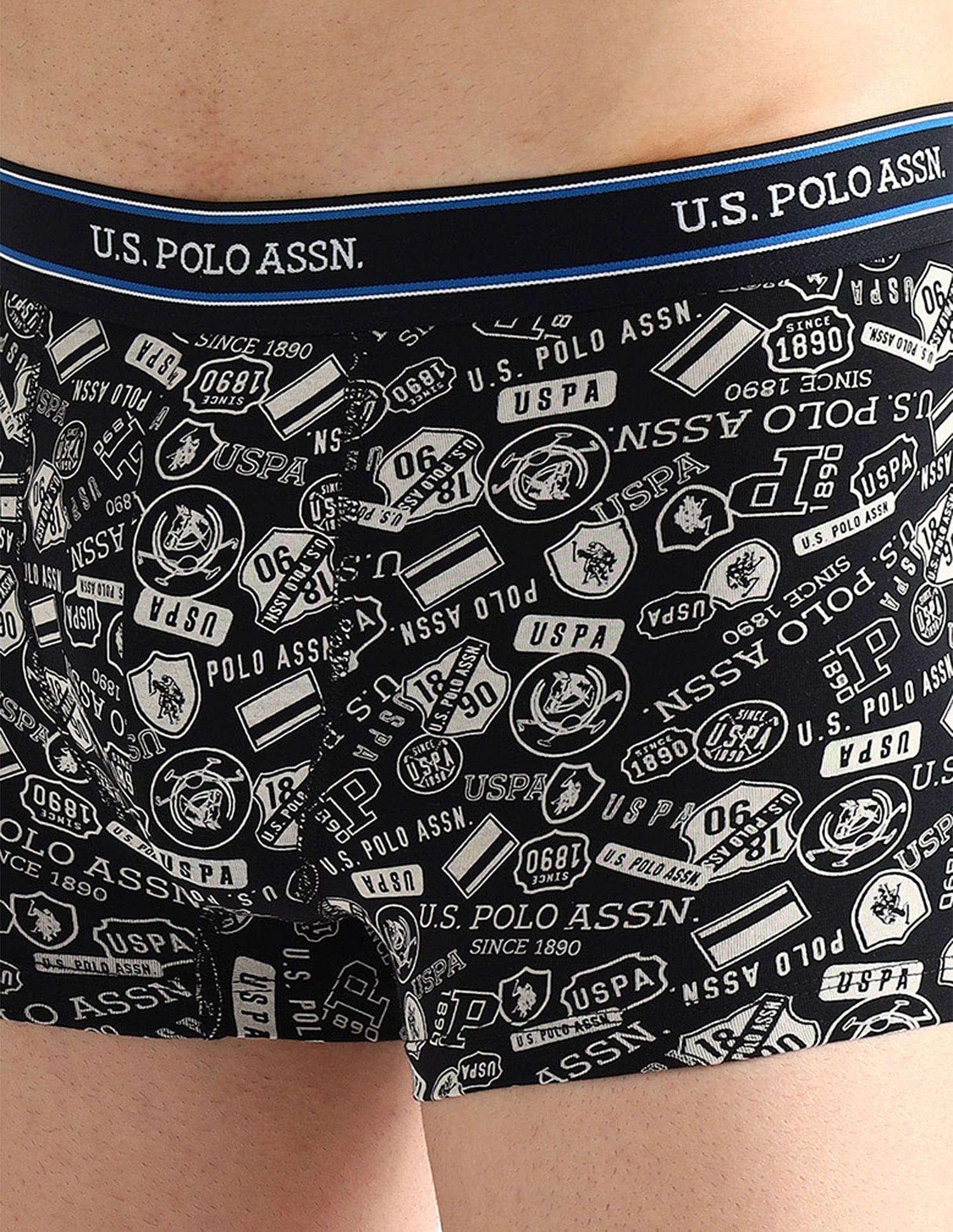 Elasticized Waist Printed I616 Trunks - Pack Of 2 Black and Navy - U.S. POLO ASSN. | Large