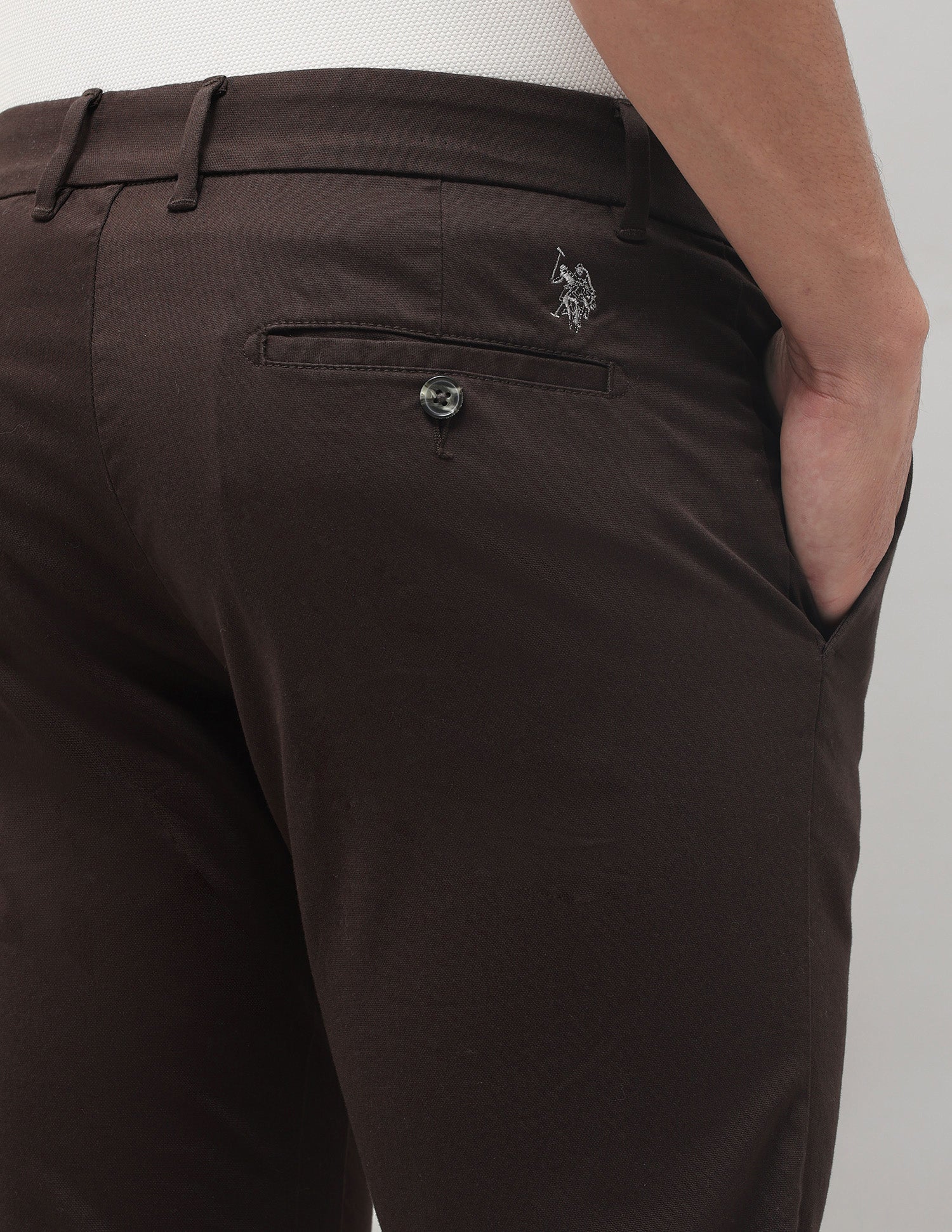 Denver Slim Fit Mid Rise Trousers Choco - U.S. Polo Assn. India | Large
