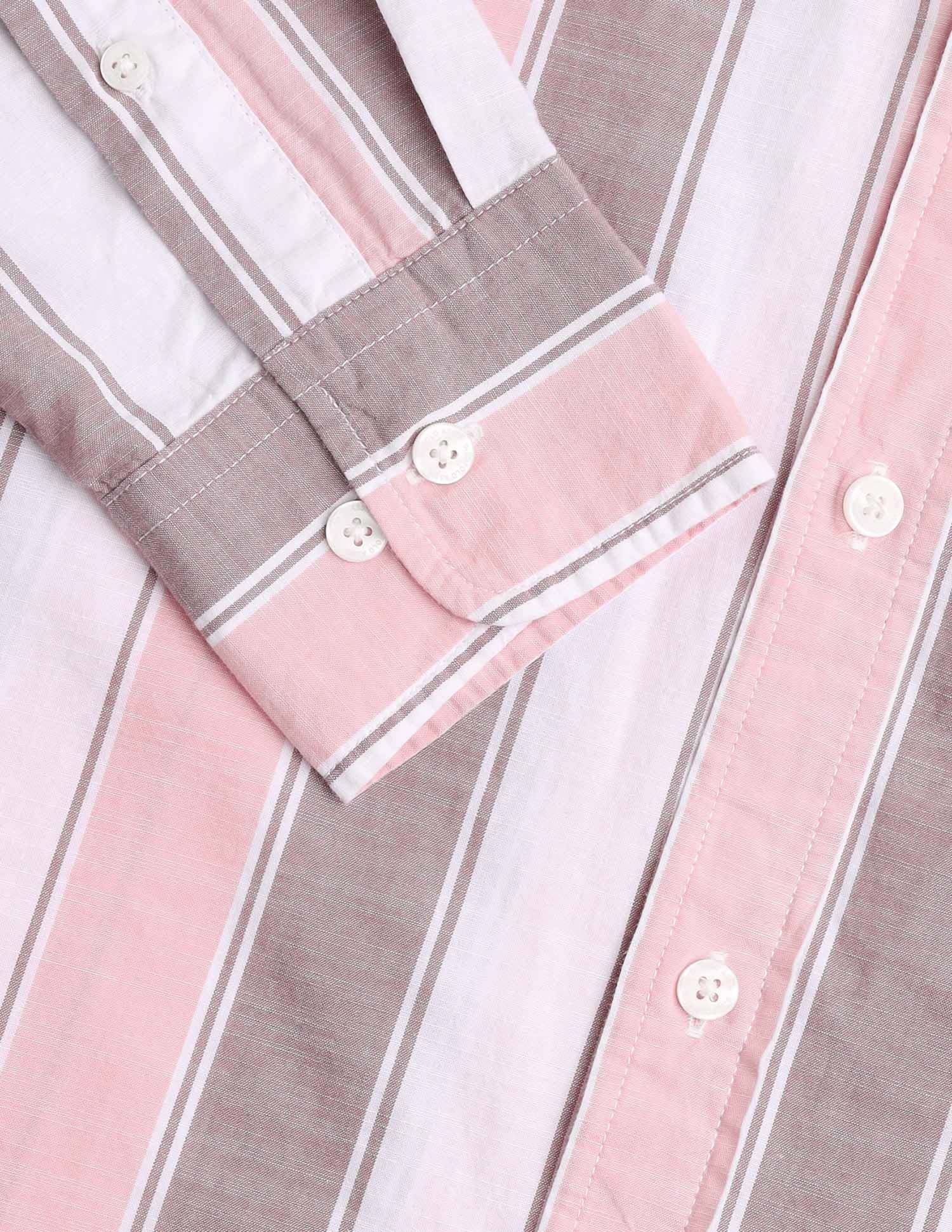Vertical Striped Pure Cotton Shirt Pink - U.S. Polo Assn. India | Large
