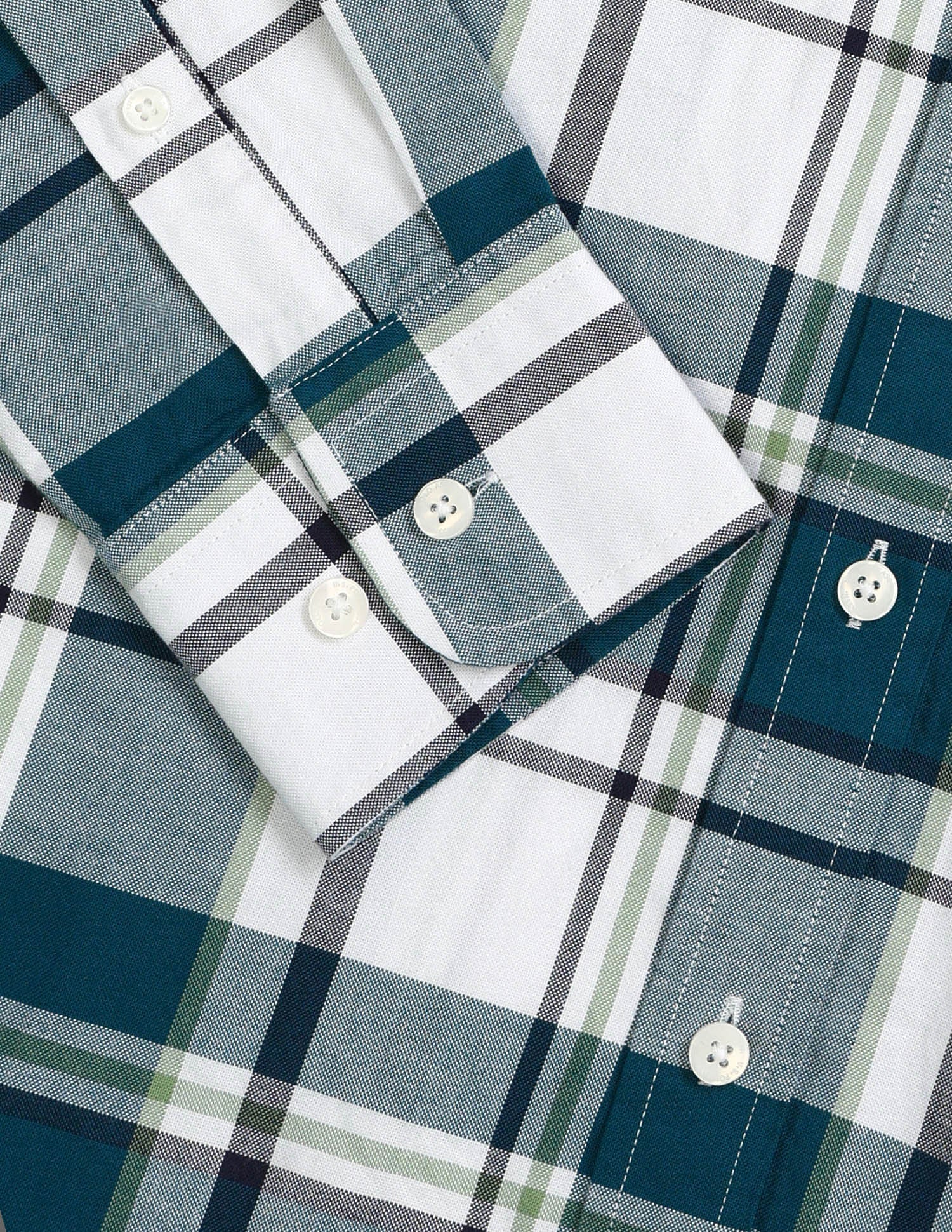 Tailored Fit Dobby Checked Shirt Teal - U.S. POLO ASSN. | Large