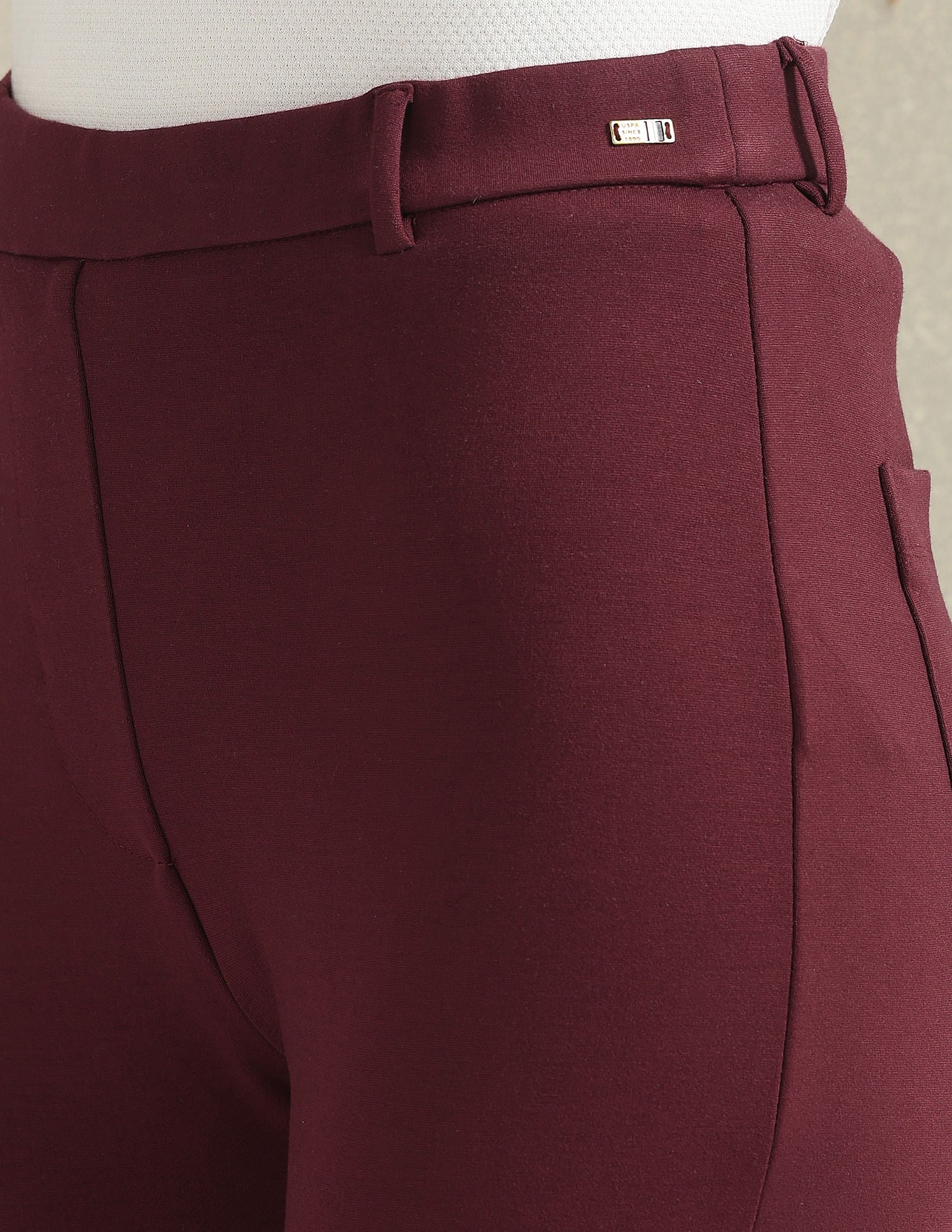 Straight Fit Ponte Roma Trousers Burgundy - U.S. POLO ASSN. | Large