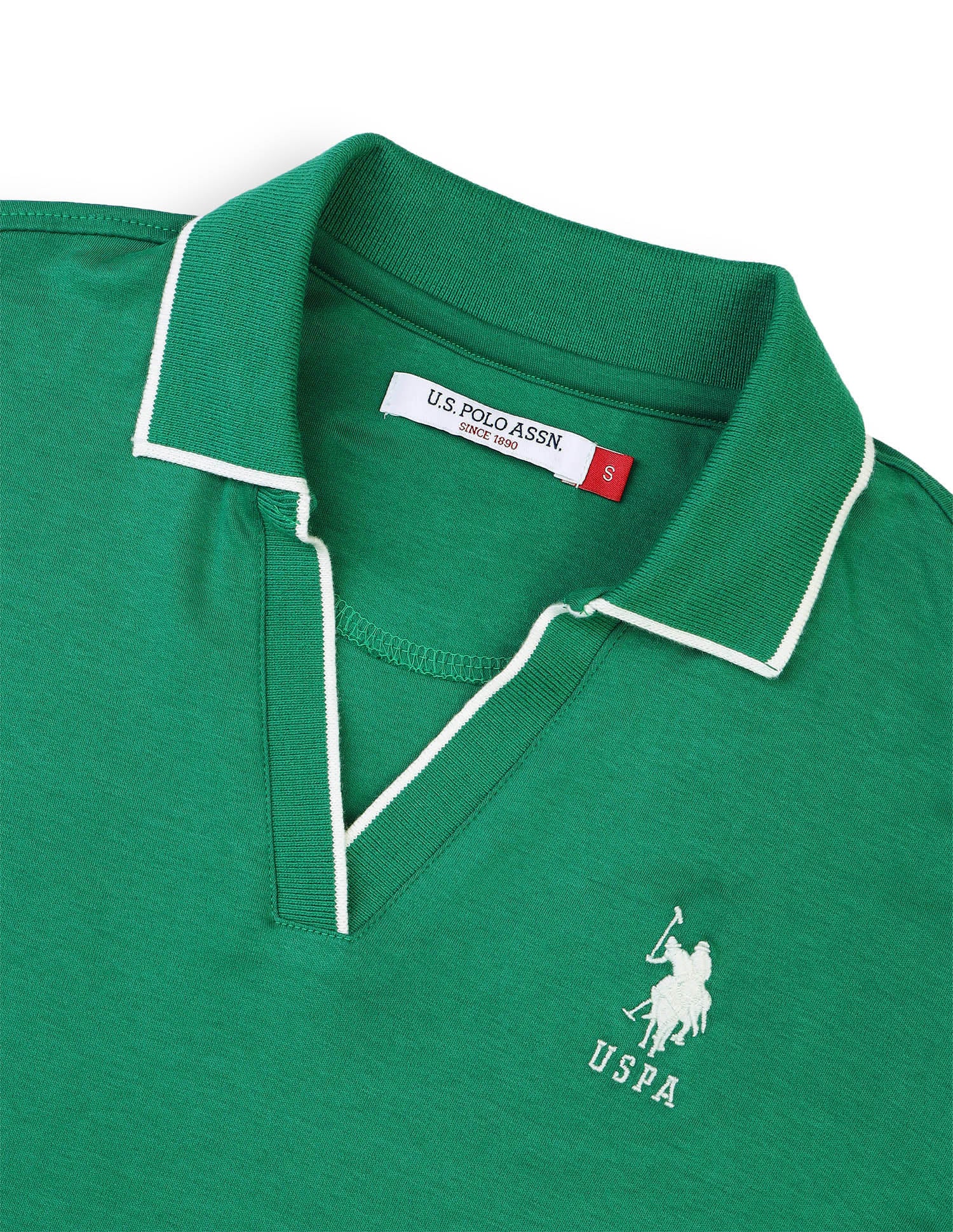 Solid Regular Fit Polo Shirt Green - U.S. Polo Assn. India | Large