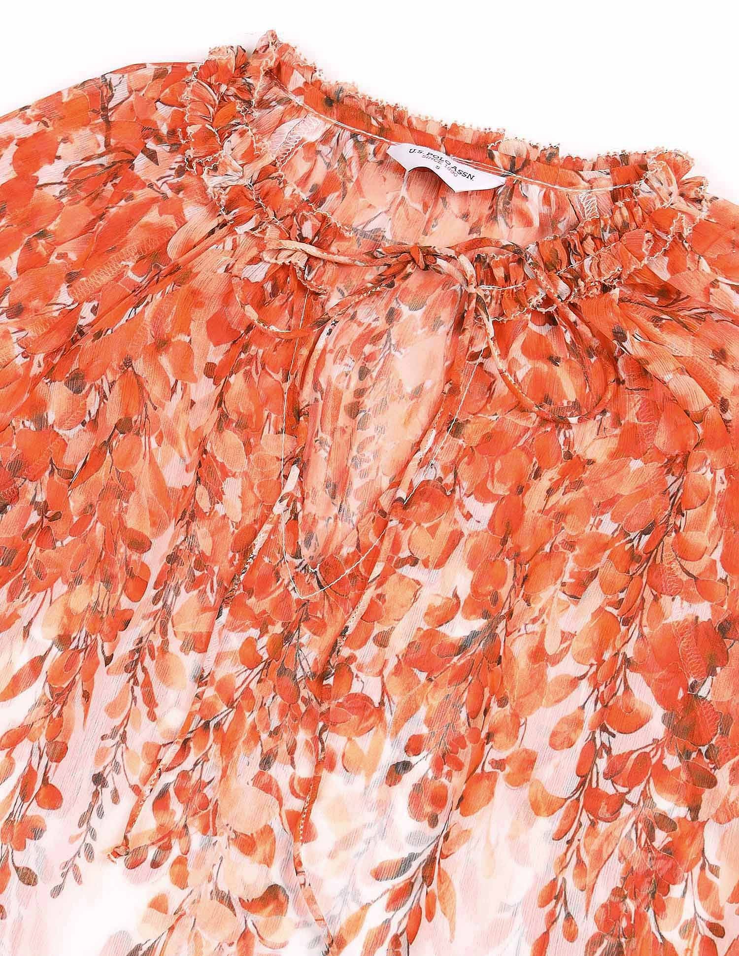 Floral Printed Top Orange - U.S. POLO ASSN. | Large