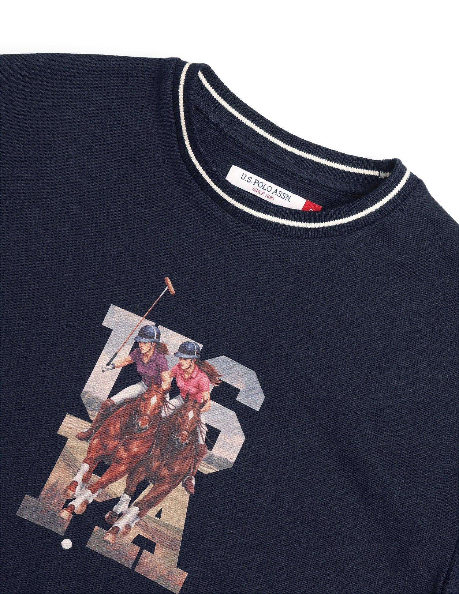 Graphic Brand Printed Relaxed Fit Sweatshirt Navy - U.S. Polo Assn. India | Large