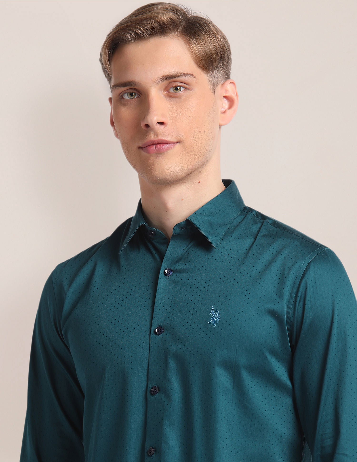 Self Design Premium Shirt Teal - U.S. Polo Assn. India | Large