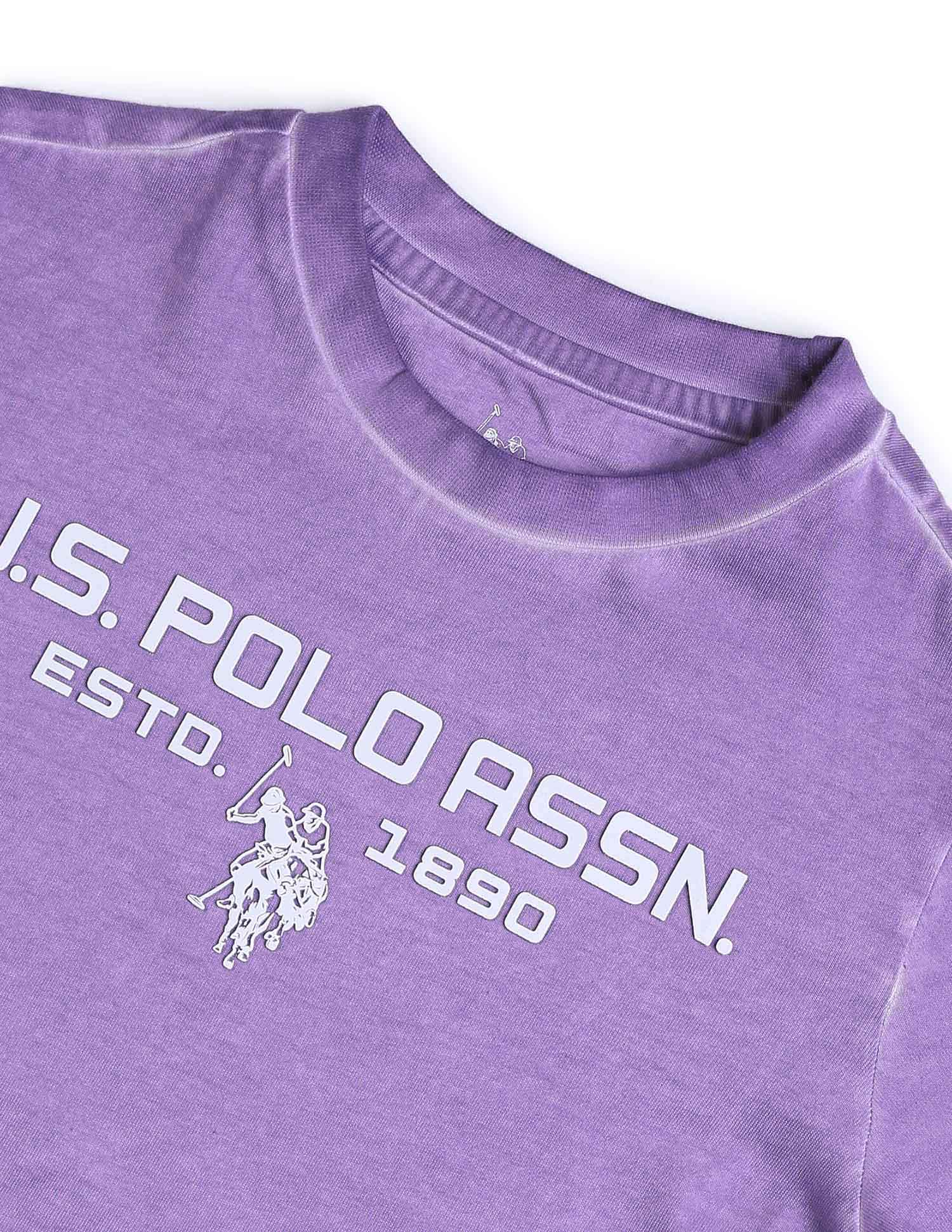 Boys Brand Printed Regular Fit T-Shirt Light Purple - U.S. POLO ASSN. | Large