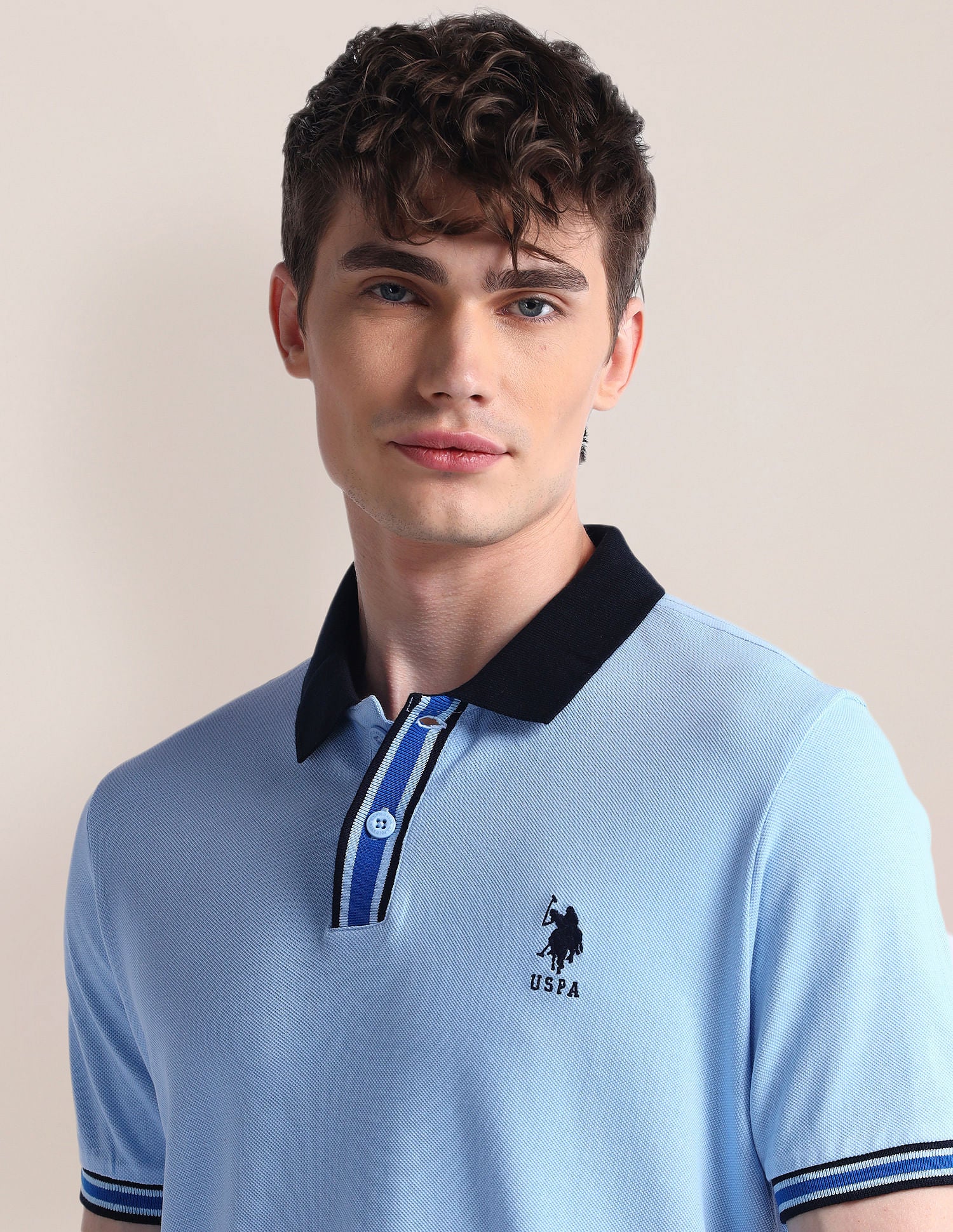 Solid Short Sleeve Polo Shirt Light Blue - U.S. POLO ASSN. | Large