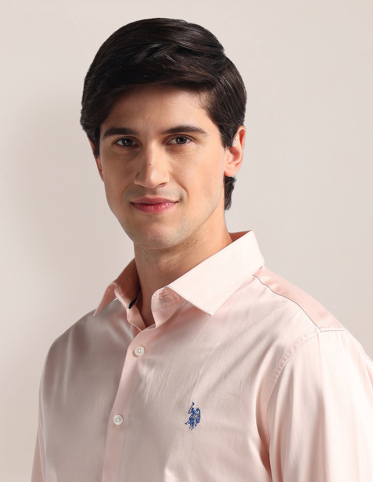 Tailored Fit Pure Cotton Shirt Light Pink - U.S. Polo Assn. India | Large