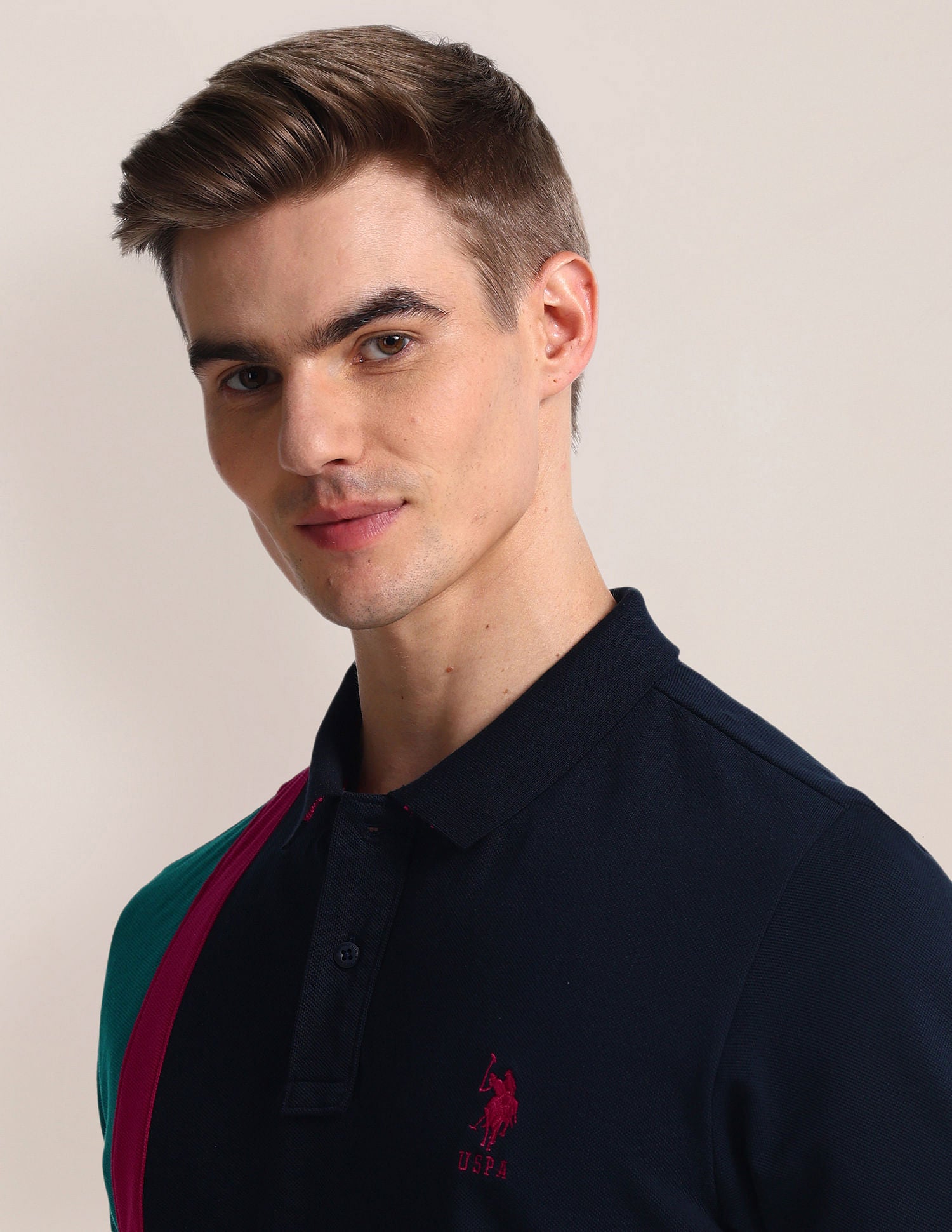 Slim Fit Colour Block Polo Shirt Navy - U.S. Polo Assn. India | Large