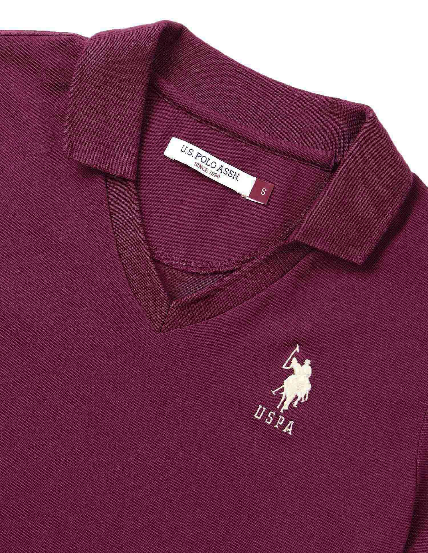 Tipped Collar Regular Fit Polo Shirt Wine - U.S. Polo Assn. India | Large