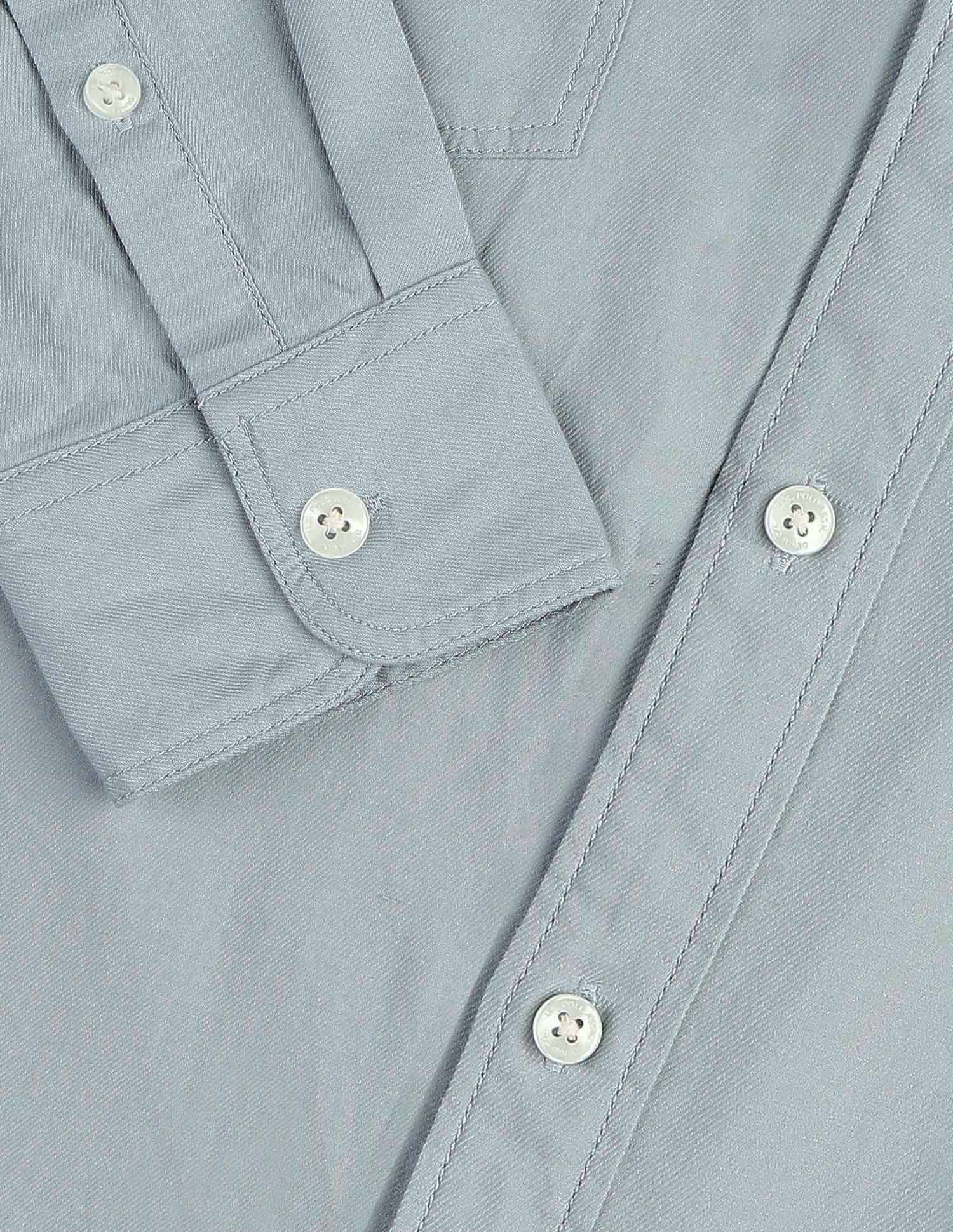 Solid Regular Fit Twill Shirt Light Grey - U.S. POLO ASSN. | Large