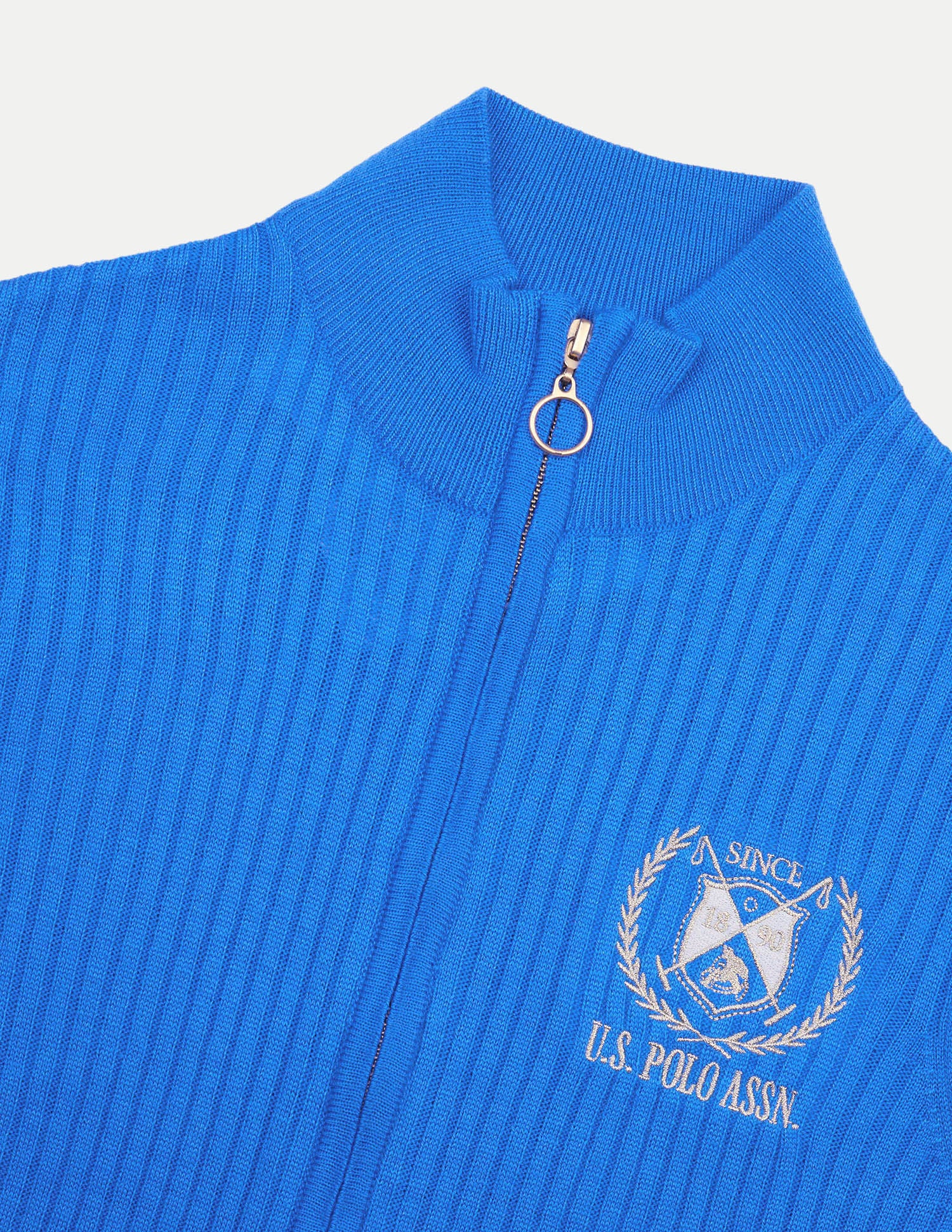Cable Patterned Knit Regular Fit Sweater Bright Blue - U.S. Polo Assn. India | Large
