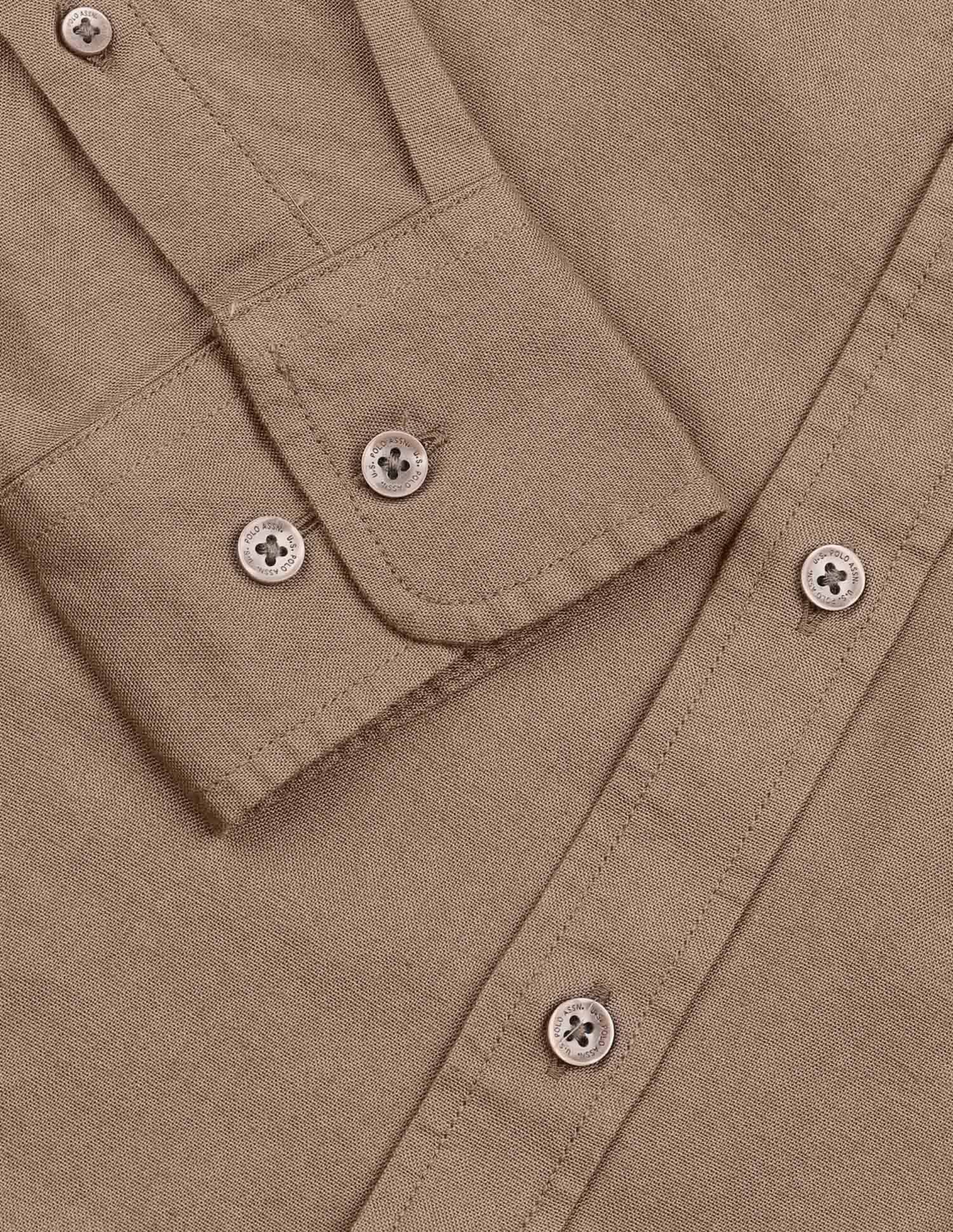 Solid Tailored Fit Shirt Brown - U.S. Polo Assn. India | Large