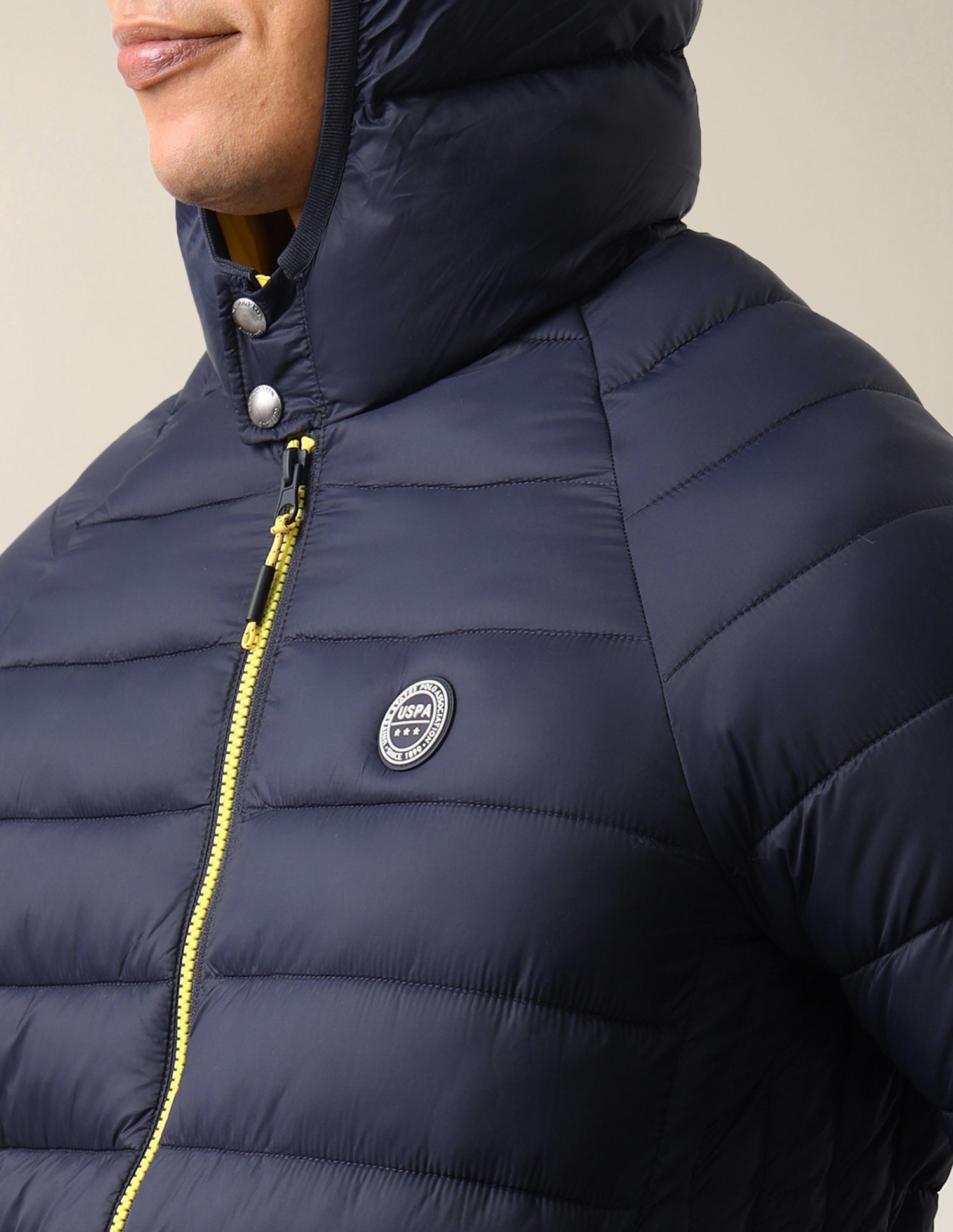Solid Regular Fit Puffer Jacket Navy - U.S. Polo Assn. India | Large