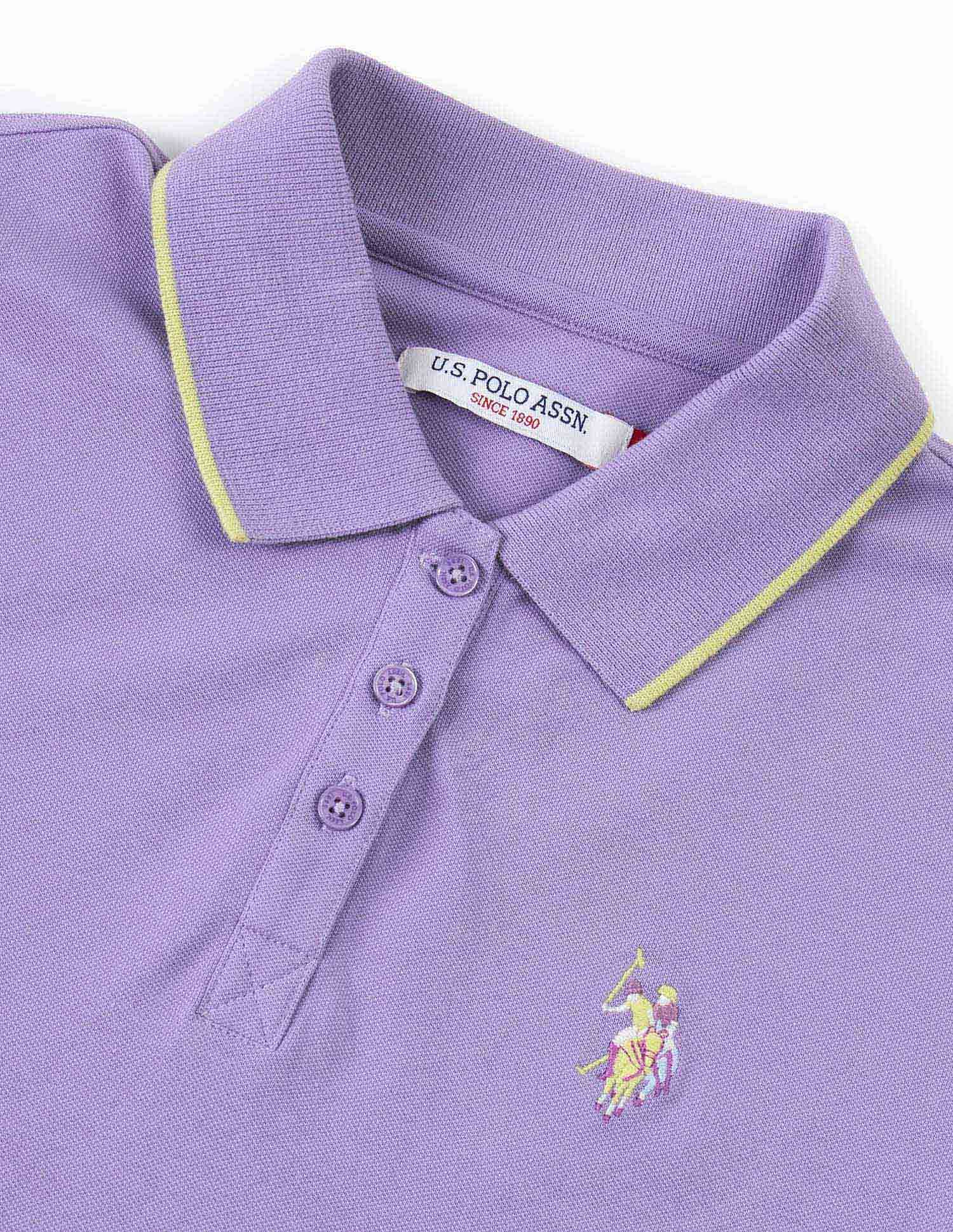 Regular Fit Tipped Polo Collar Lavender - U.S. Polo Assn. India | Large