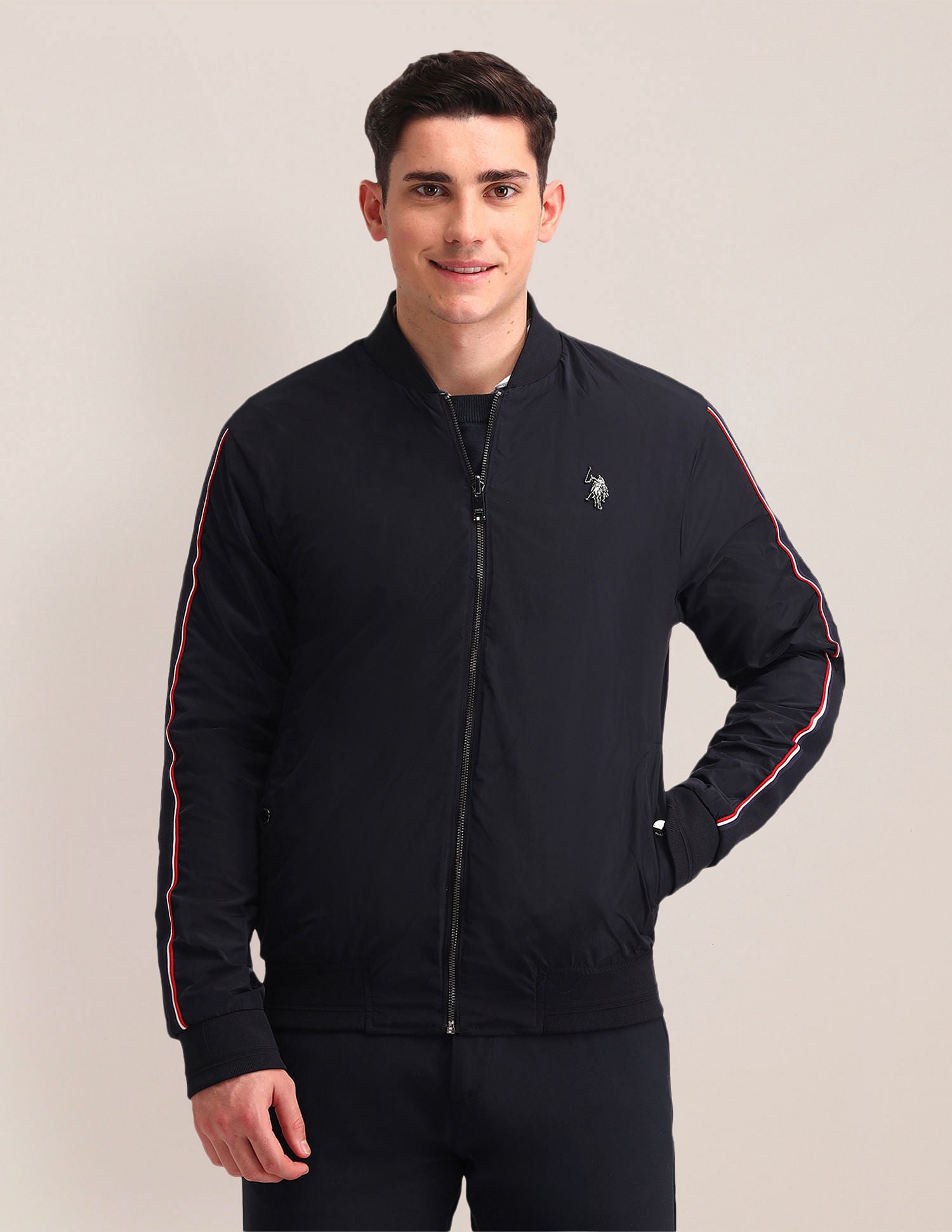 Regular Fit Striped Bomber Jacket Navy - U.S. POLO ASSN. | Large