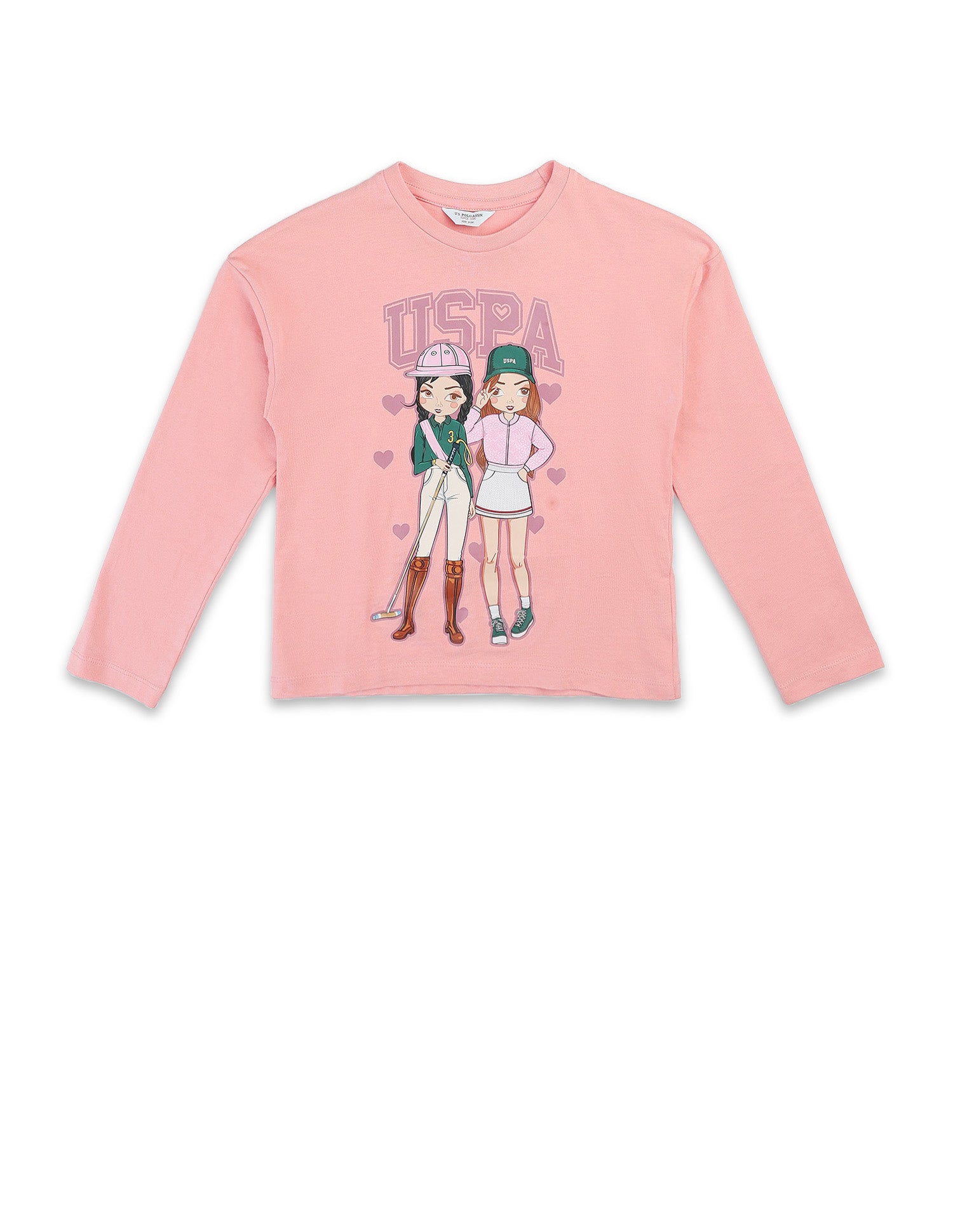 Girls Graphic Brand Printed Top Pink - U.S. POLO ASSN. | Large