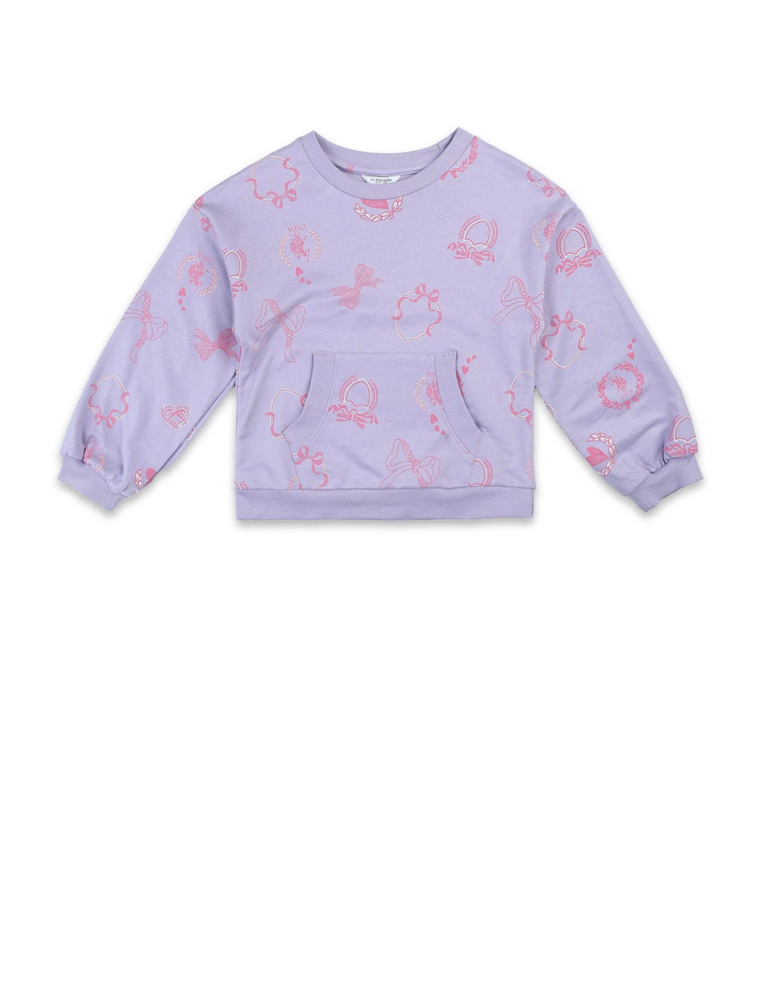 Girls Graphic Printed Regular Fit Sweatshirt Lavender - U.S. POLO ASSN. | Large