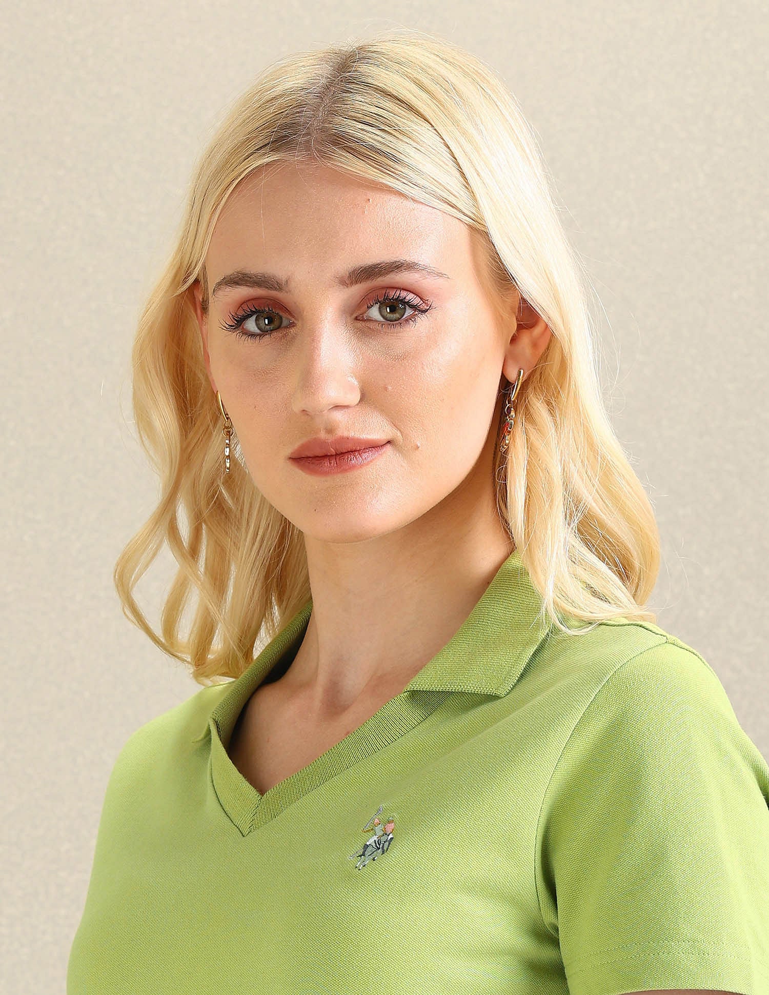 V-Neck Solid Polo Shirt Light Green - U.S. POLO ASSN. | Large