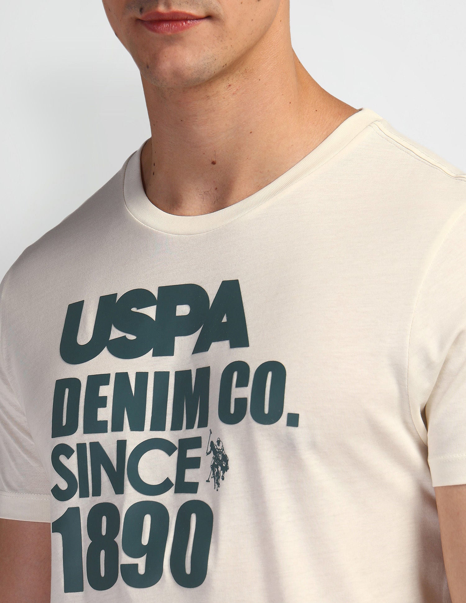 Typographic Print Muscle Fit T-Shirt White - U.S. Polo Assn. India | Large
