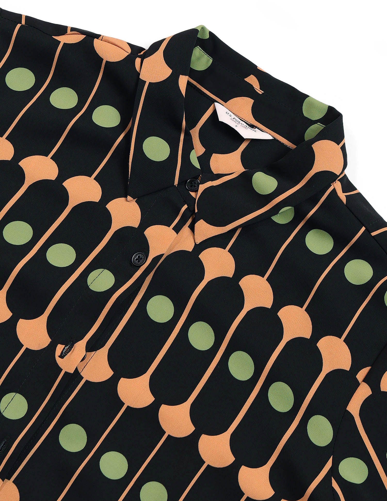 Geometric Printed Midi Shirt Dress Black - U.S. POLO ASSN. | Large
