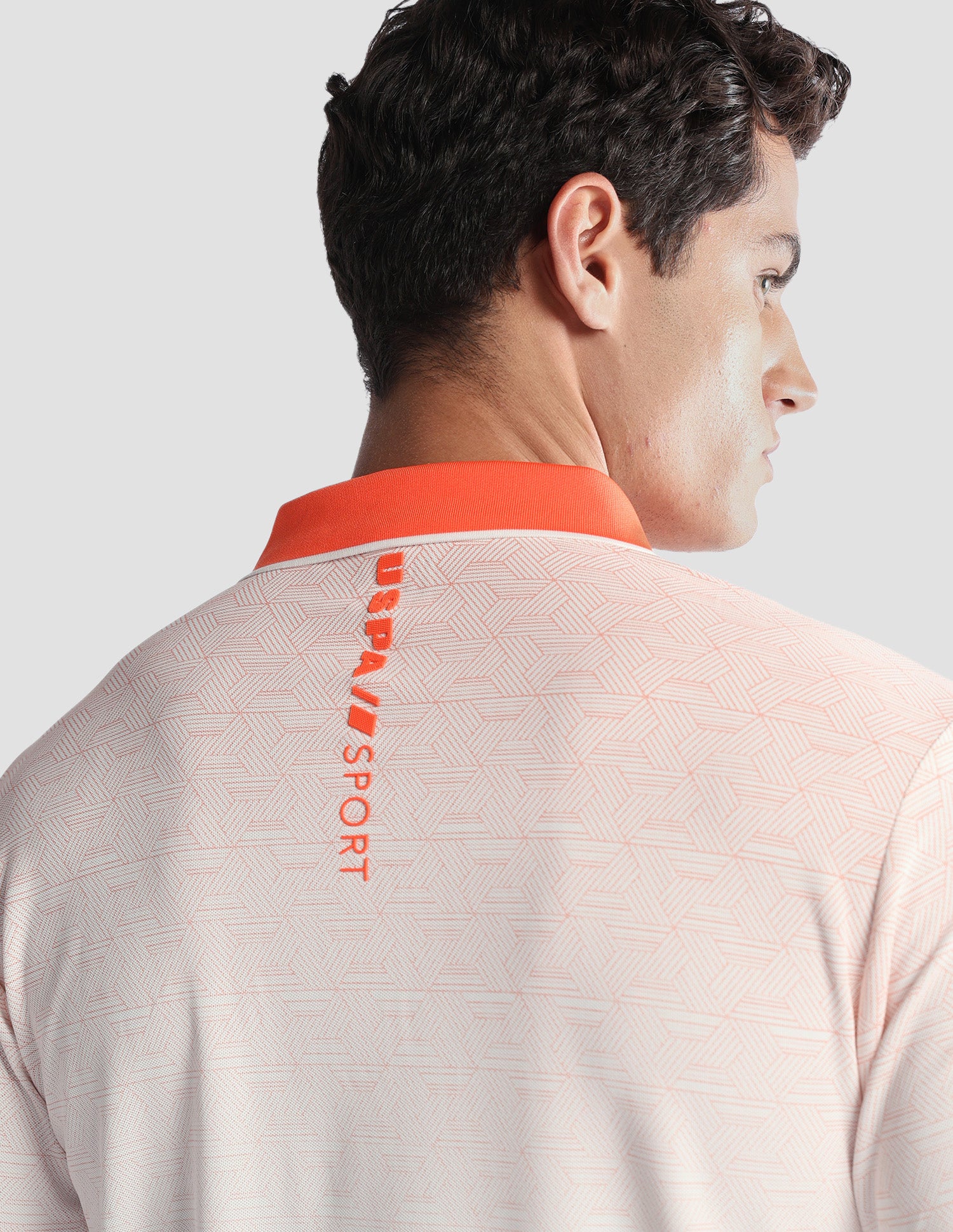 Geometric Printed Regular Fit Active Polo Shirt Orange - U.S. Polo Assn. India | Large