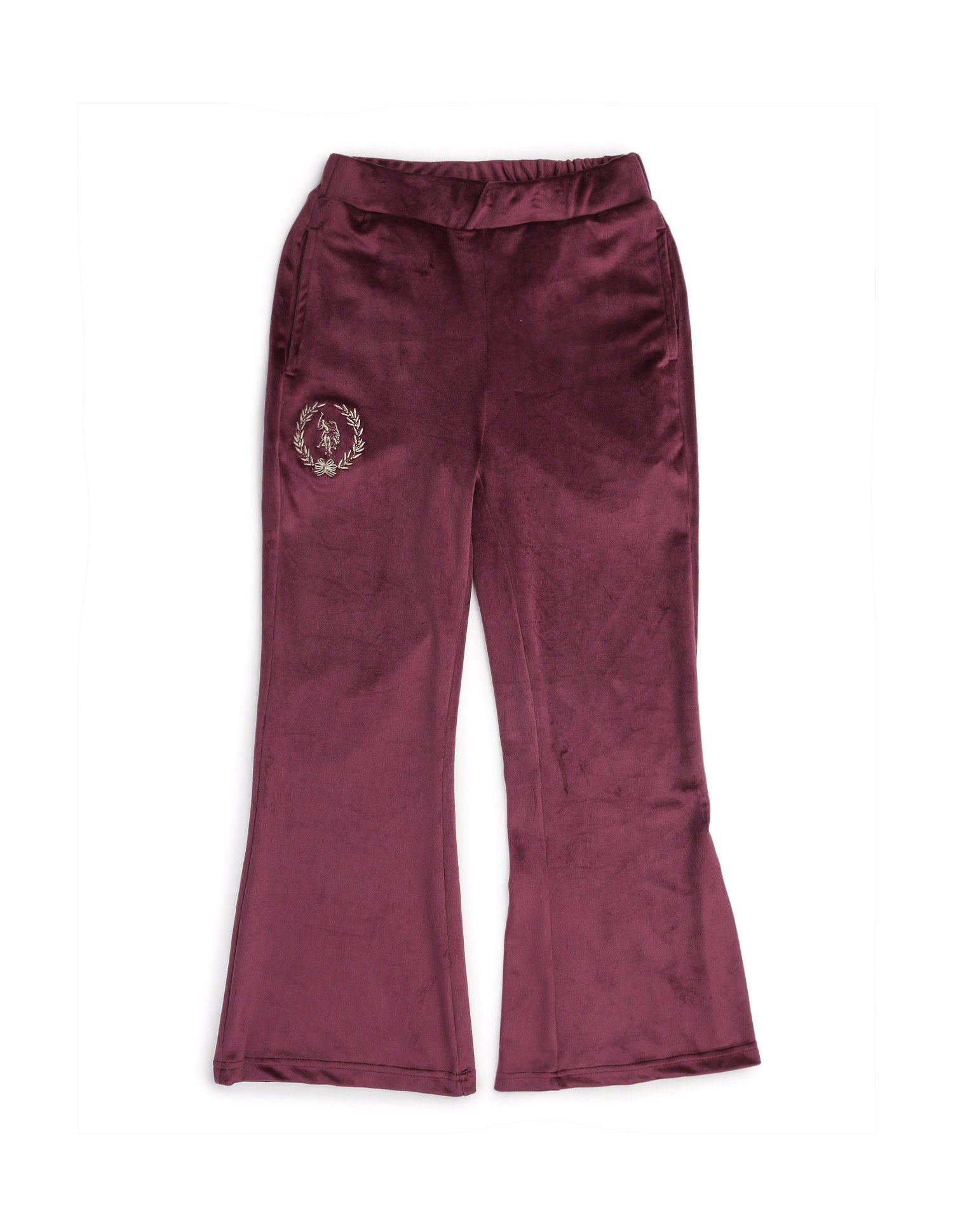 Girls Solid Regular Fit Flared Track Pants Wine - U.S. POLO ASSN. | Large