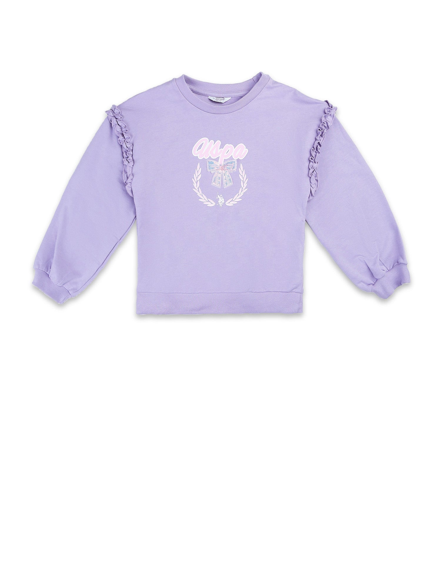 Girls Brand Printed Regular Fit Sweatshirt Lavender - U.S. POLO ASSN. | Large