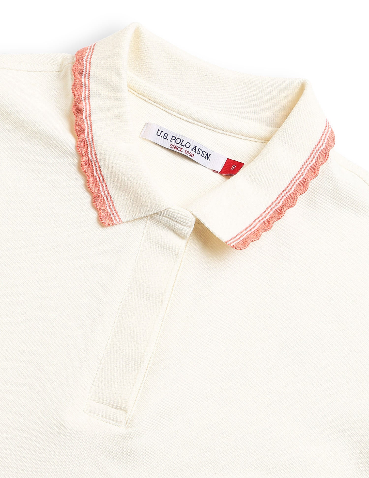 Regular Fit Scalloped Edge Polo Shirt White - U.S. Polo Assn. India | Large