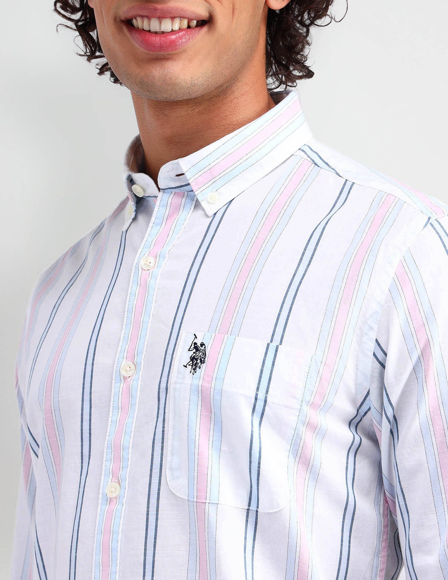 Slim Fit Button Down Shirt Pink - U.S. Polo Assn. India | Large