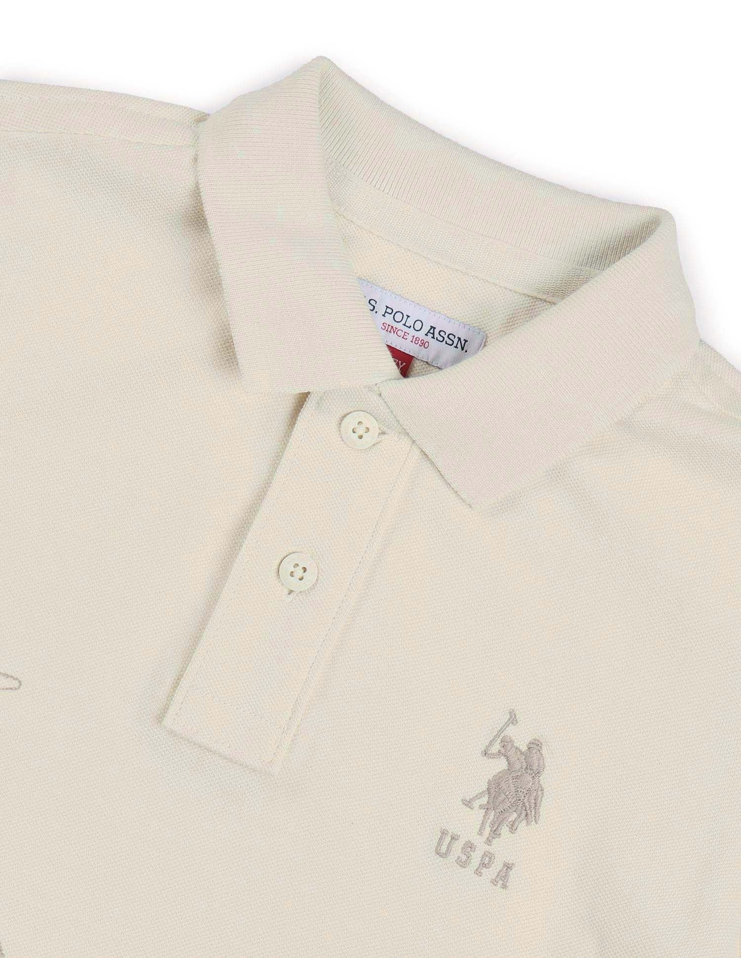 Boys Graphic Printed Regular Fit Polo Shirt Beige - U.S. POLO ASSN. | Large