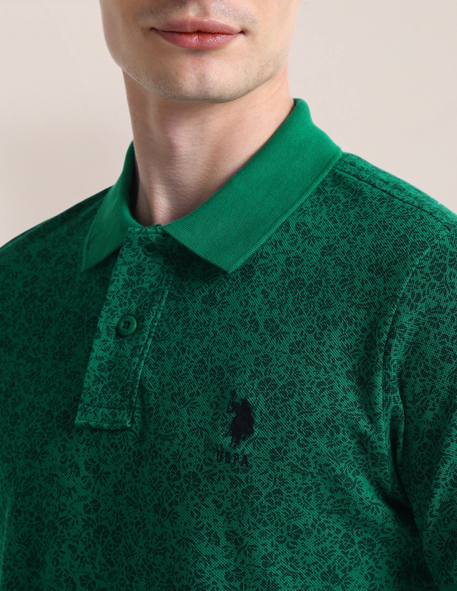 Floral Slim Fit Polo Shirt Green - U.S. POLO ASSN. | Large