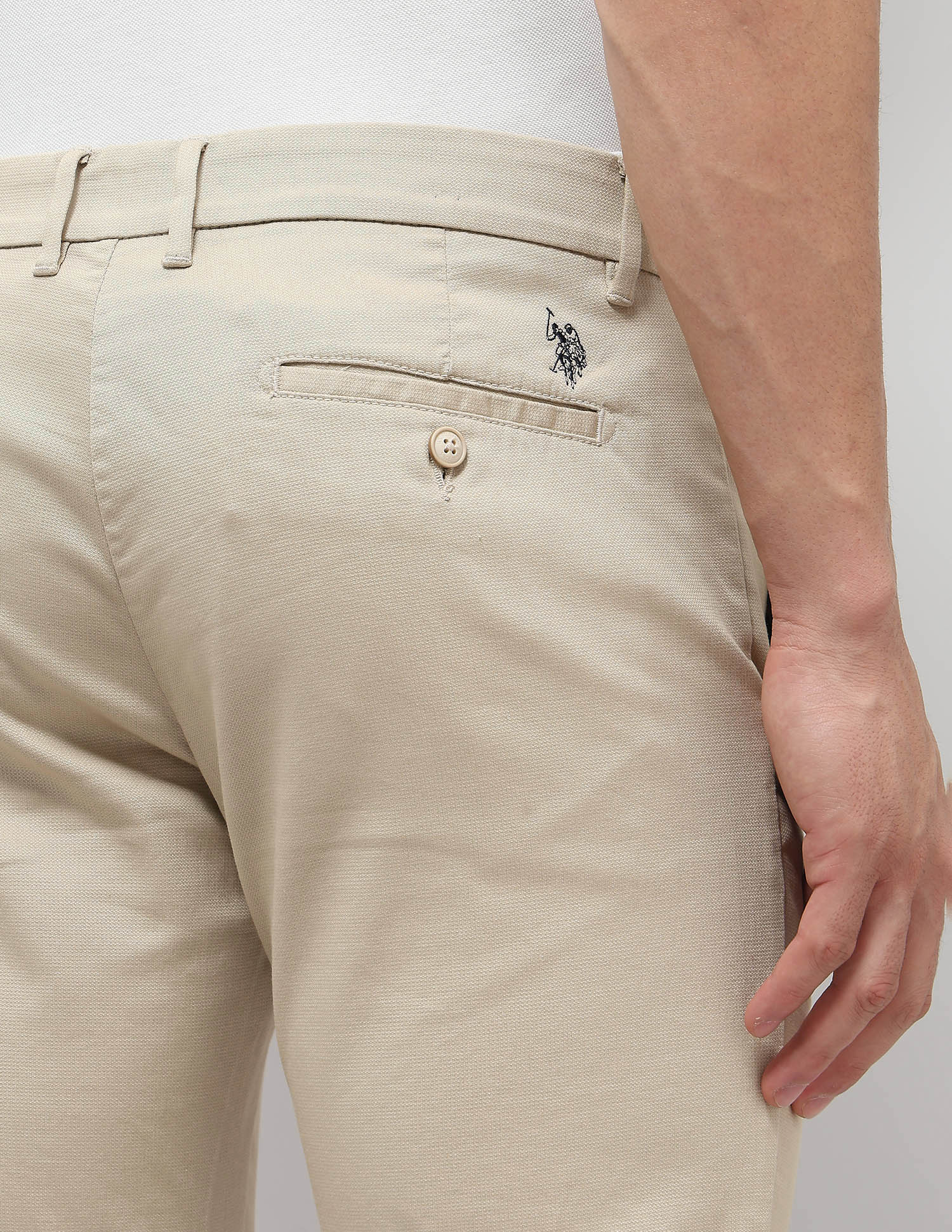 Dobby Weave Slim Fit Trousers Sand - U.S. Polo Assn. India | Large