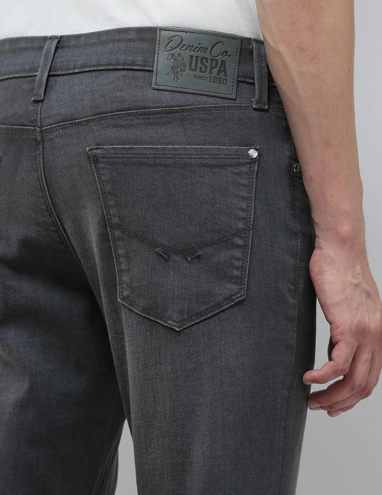 Brandon Slim-Tapered Fit Grey Jeans Dark Grey Wash - U.S. POLO ASSN. | Large