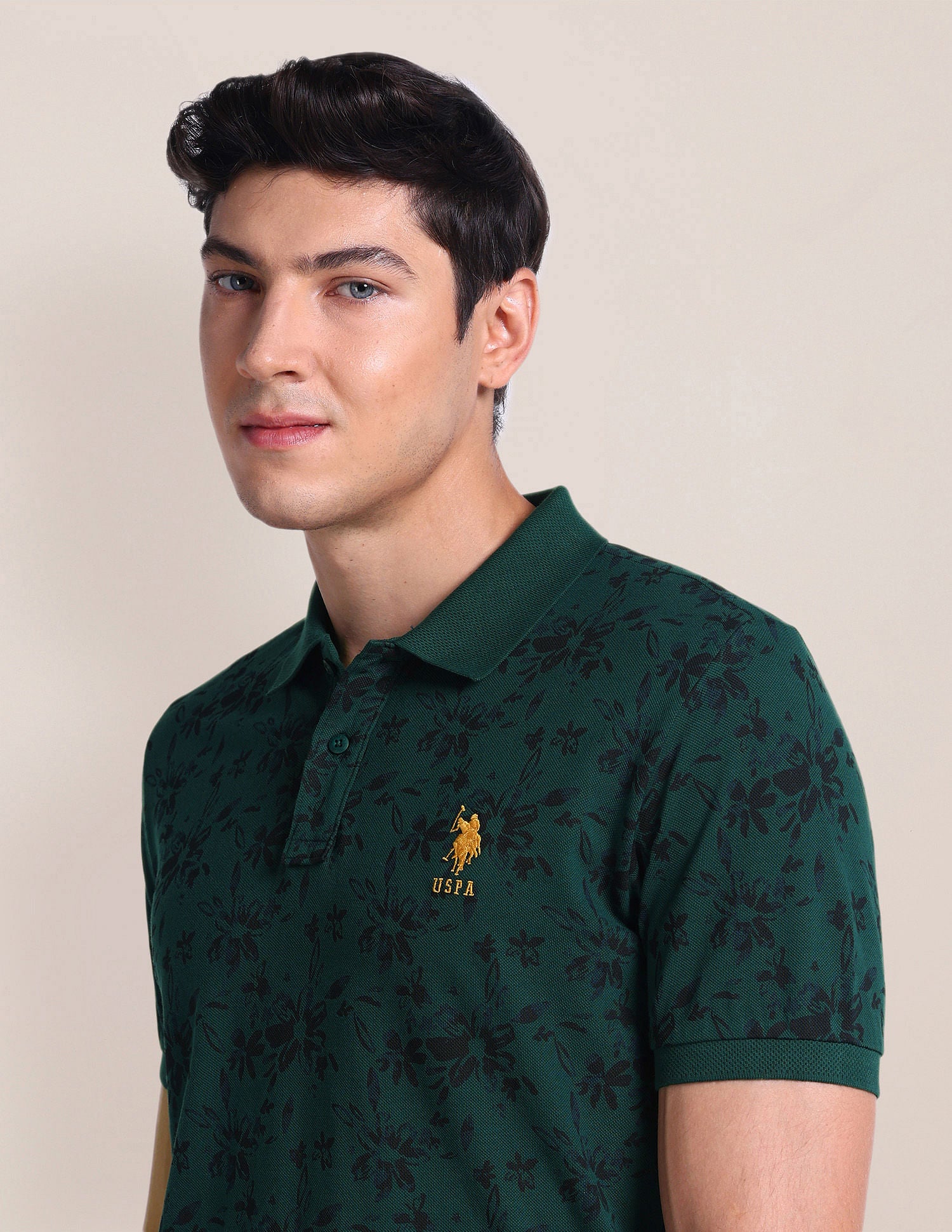 Floral Slim Fit Polo Shirt Dark Green - U.S. POLO ASSN. | Large
