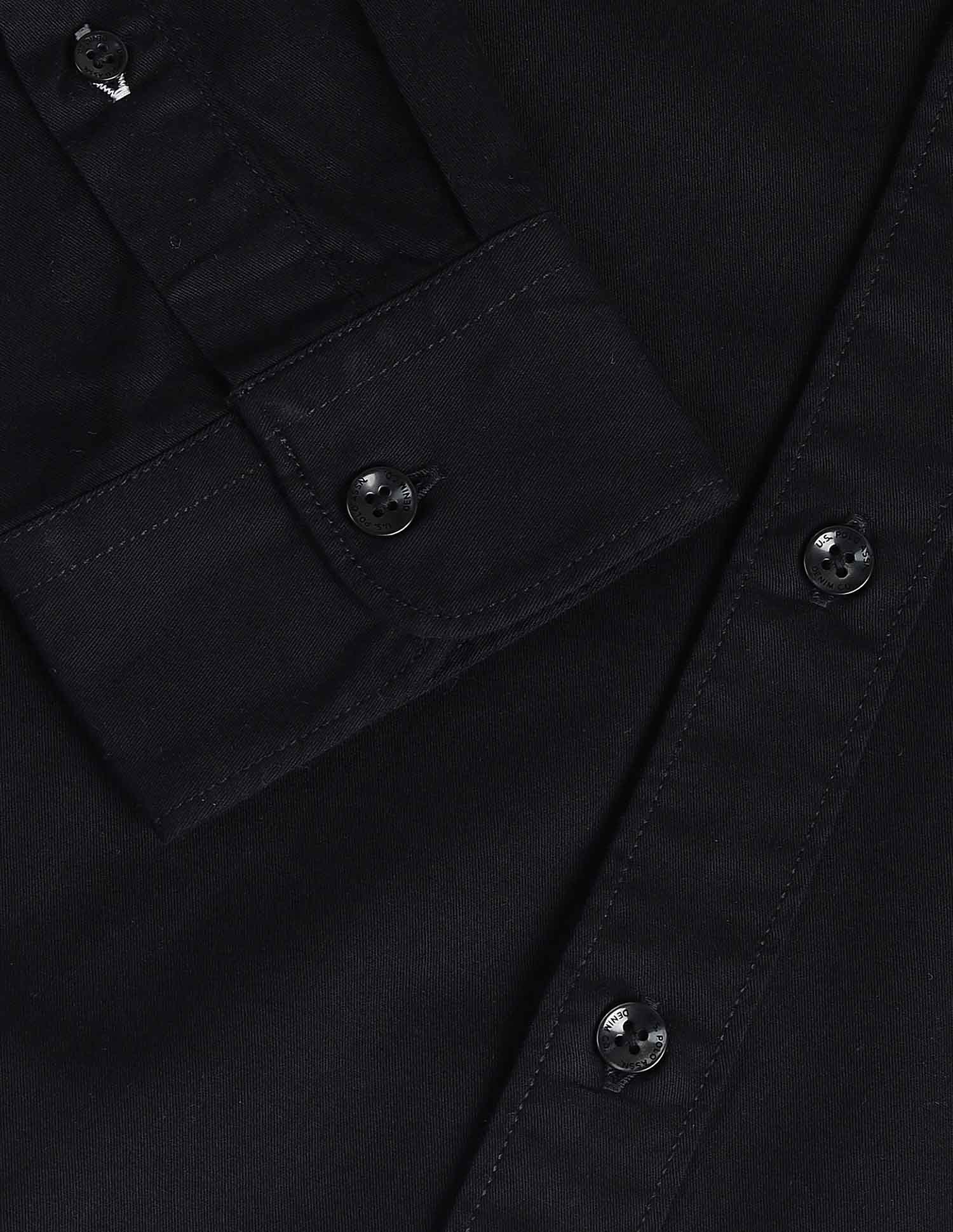 Solid Regular Shirt Black - U.S. POLO ASSN. | Large