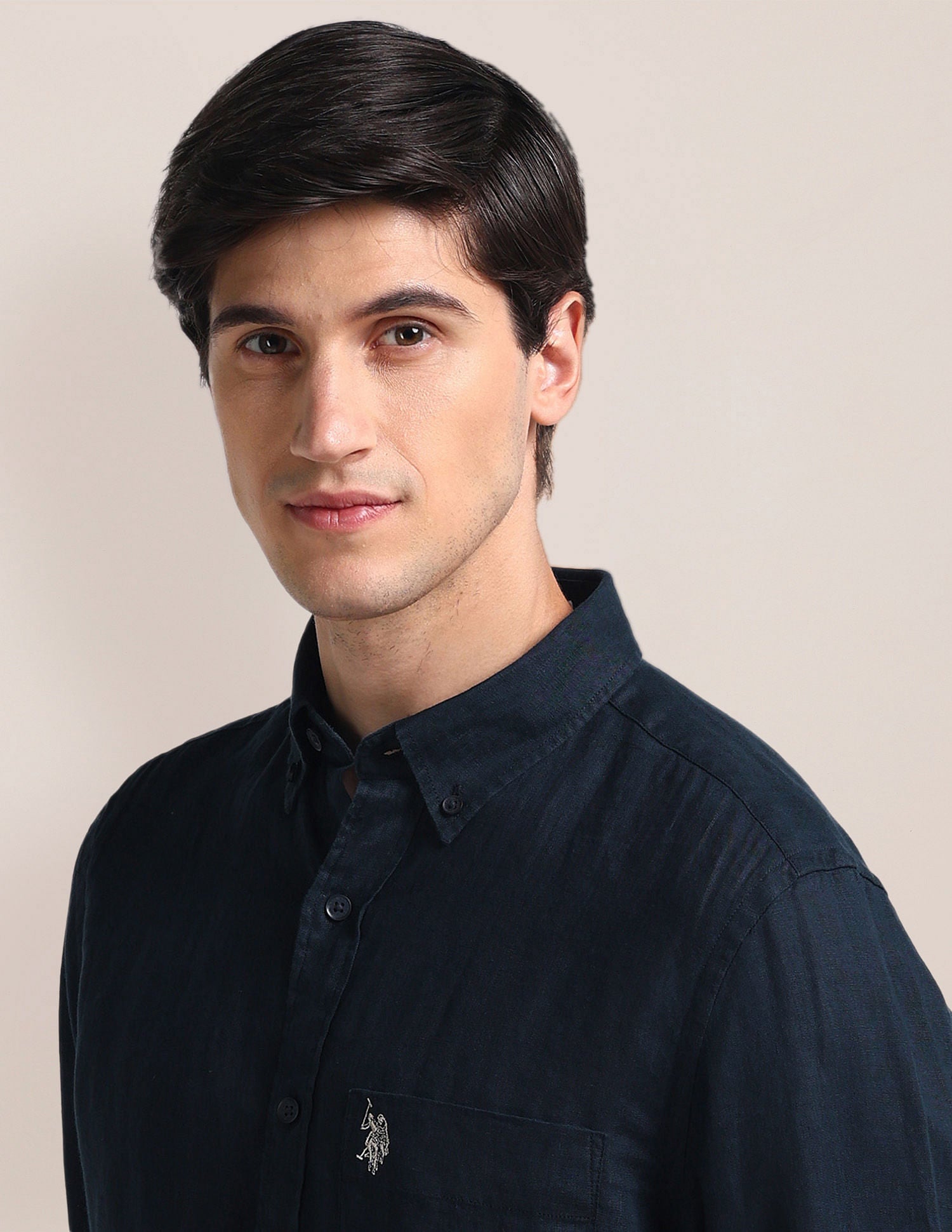 Button Down Linen Shirt Navy - U.S. POLO ASSN. | Large