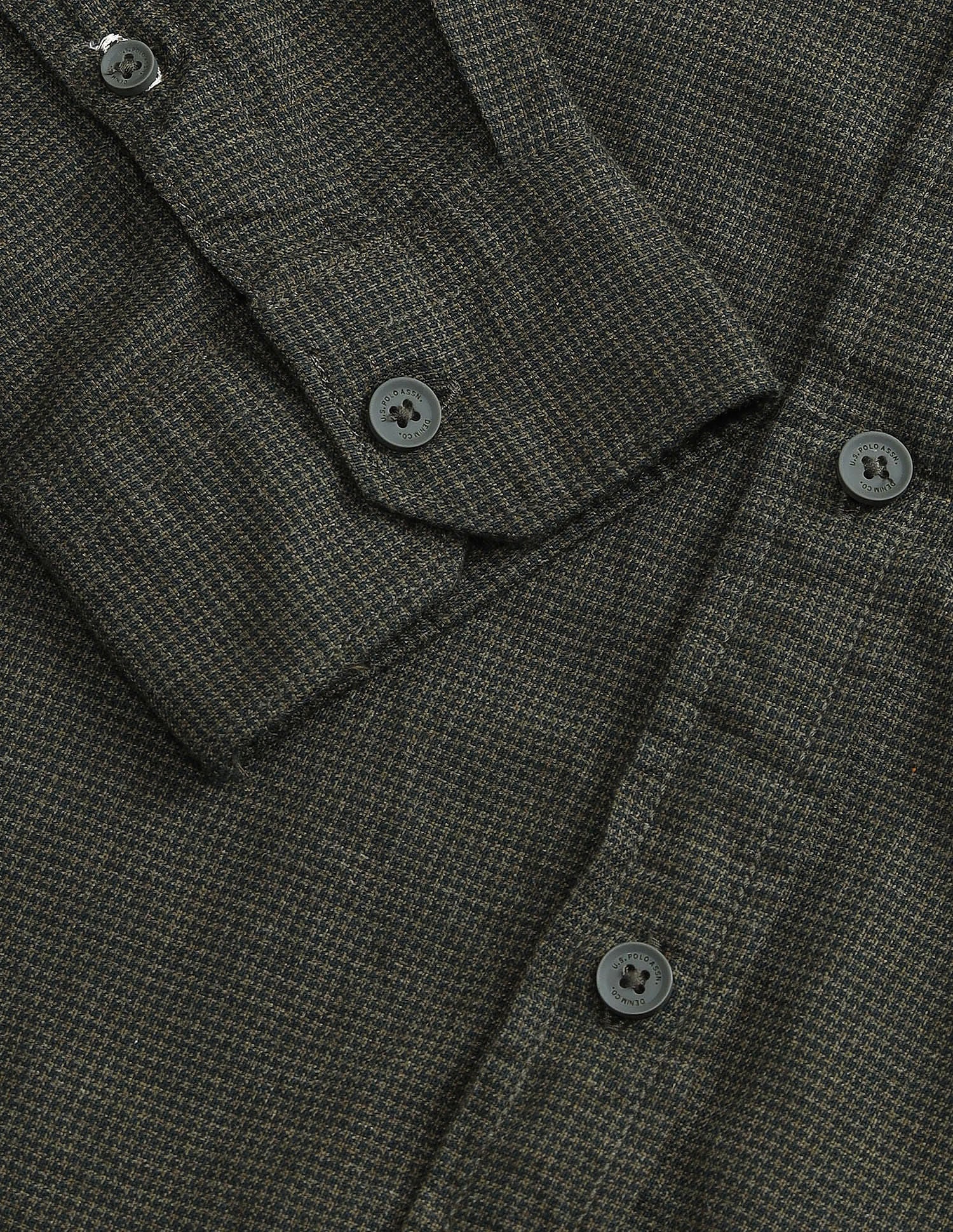 Micro Checked Slim Fit Shirt Dark Green - U.S. Polo Assn. India | Large