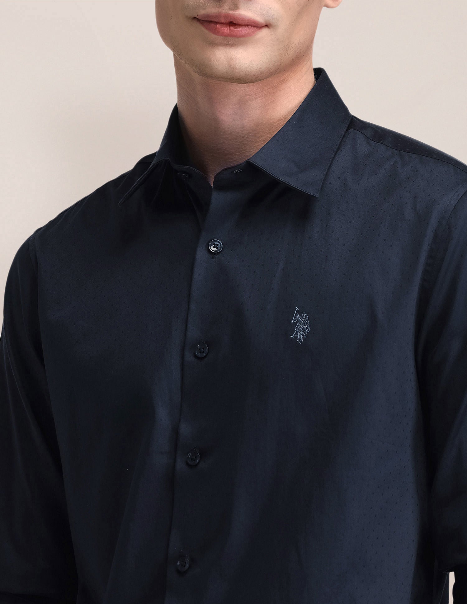 Tailored Fit Satin Shirt Blue - U.S. POLO ASSN. | Large