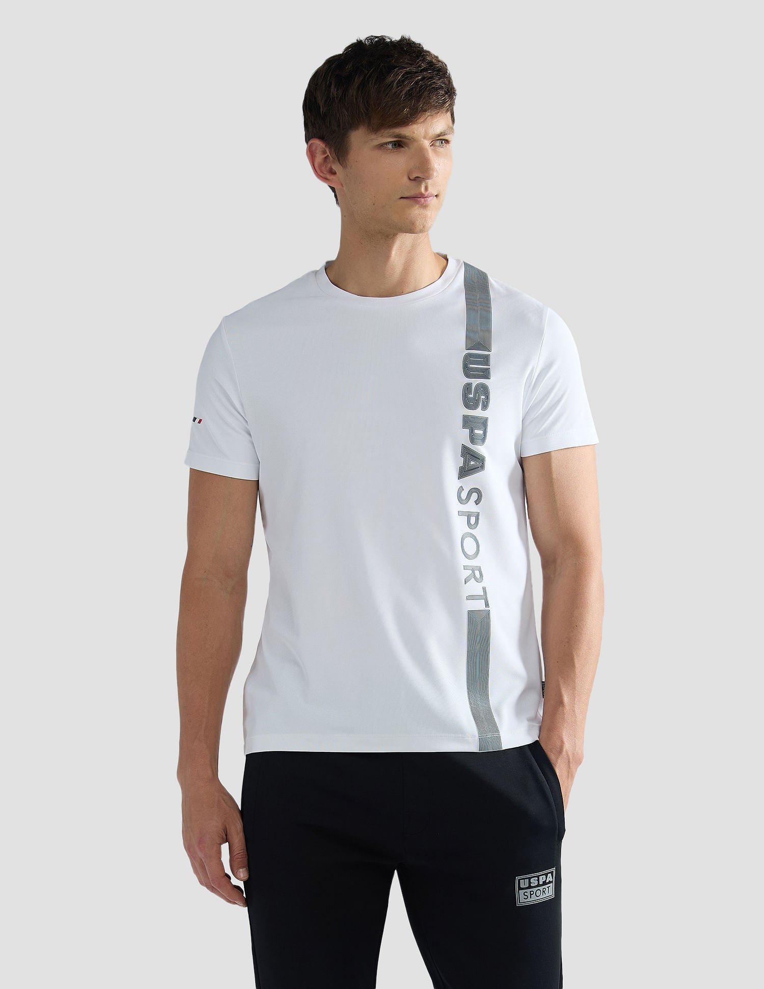 Brand Stripe Honeycomb T-Shirt White - U.S. Polo Assn. India | Large