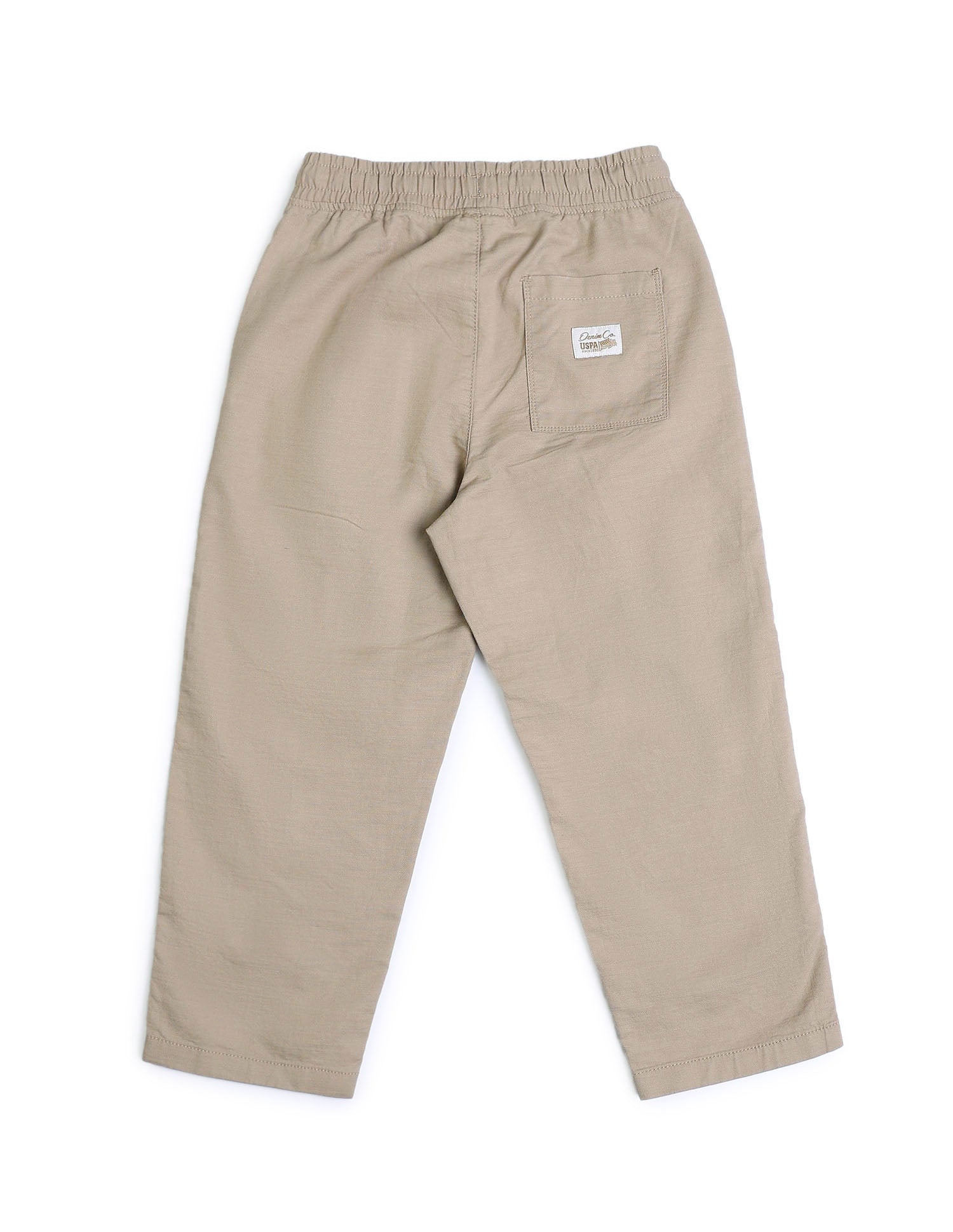 Boys Solid Relaxed Fit Trousers Light Khaki - U.S. POLO ASSN. | Large